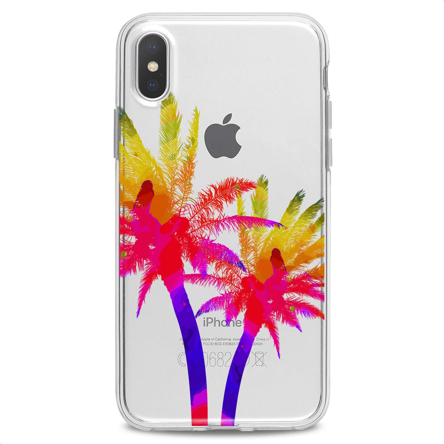 Trendy TPU Phone Case for iPhone 16/15/14/13/12/11 Pro Max/Plus/Mini/XS/XR/X/8+/7/6/5/SE - Vibrant Pink Tropical Palm Tree Design, Slim Flexible Silicone Cover with Clear Print (Perfect for Beach Vacations, Summer Outings & Girls' Accessories)