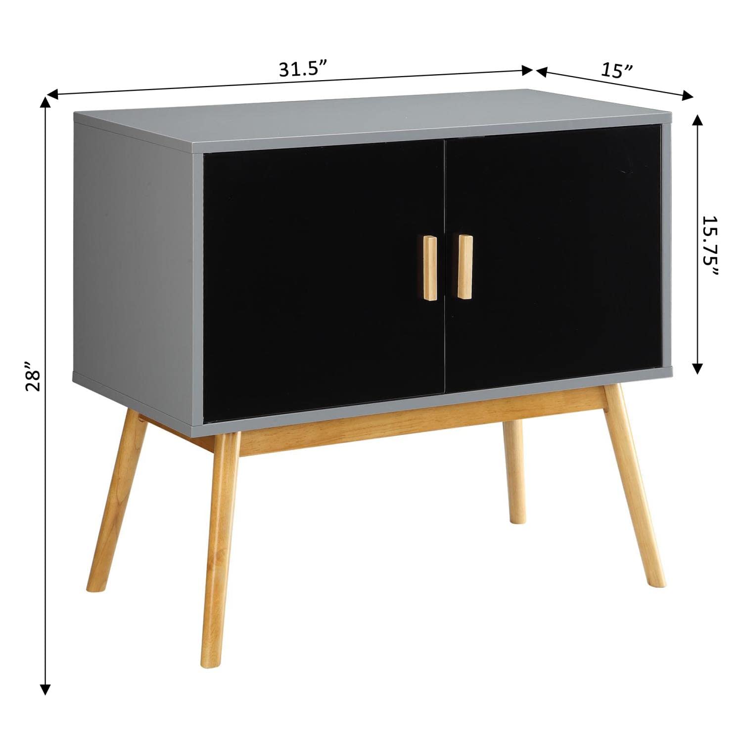 Convenience Concepts Oslo Storage Console - Modern Gray & Black Entryway Table with Shelves for Living Room, Bedroom, or Hallway Organization