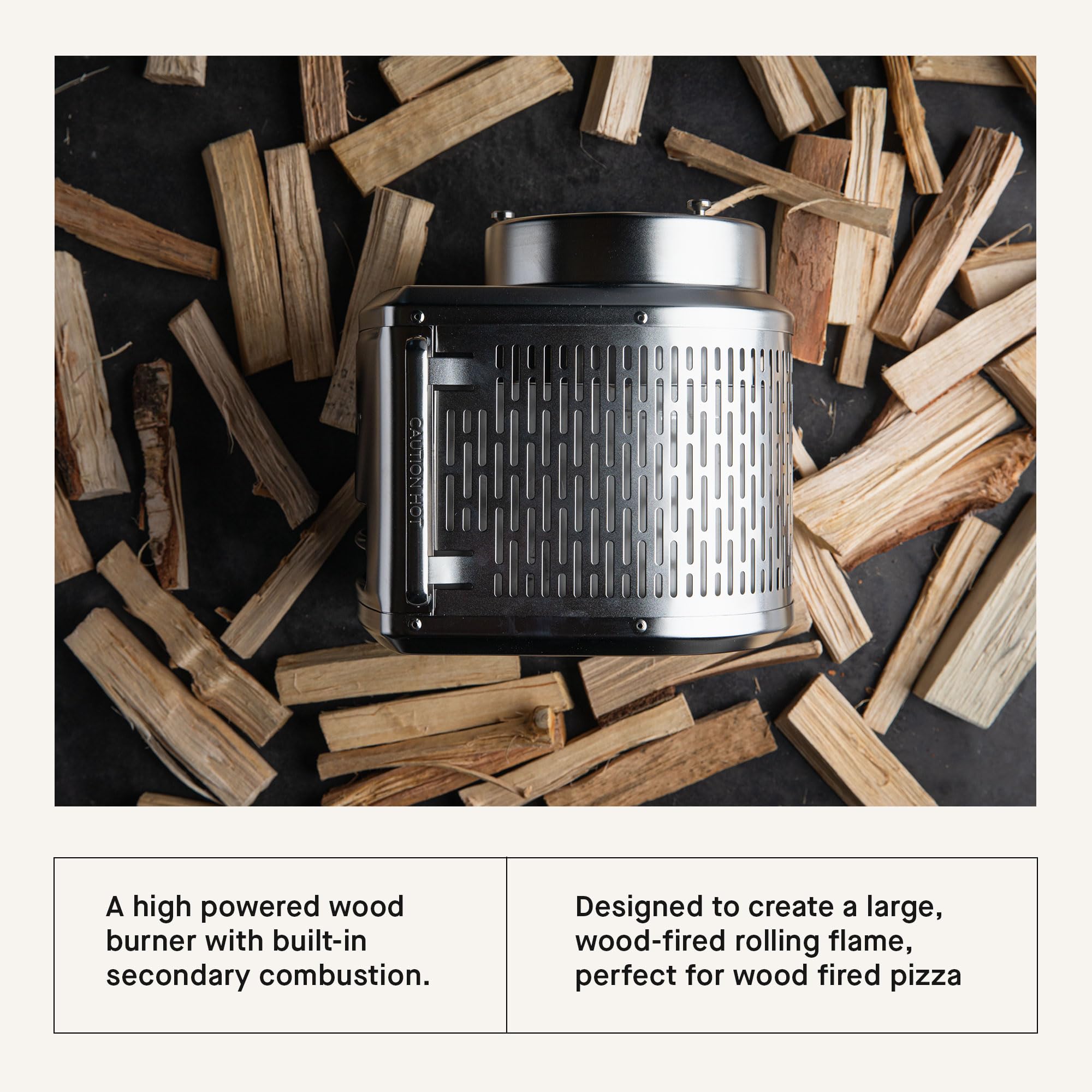 Gozney Roccbox Wood Burner 2.0 - Portable Wood-Fired Pizza Oven Attachment for Roccbox - Perfect for Outdoor Cooking, Backyard Parties & Camping