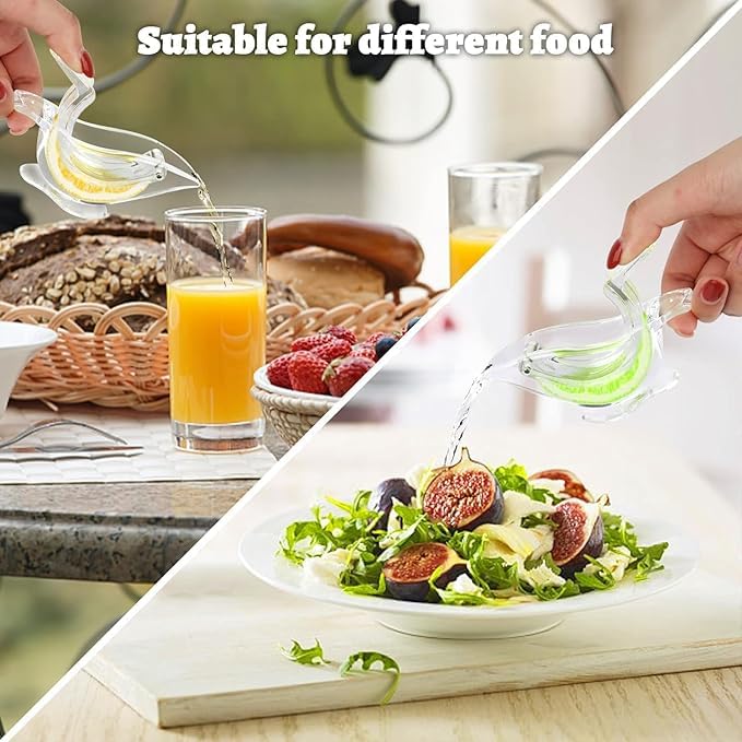 Premium Manual Lemon Juicer - Acrylic Handheld Citrus Press for Orange, Lime & Pomegranate | Transparent Portable Fruit Squeezer with Elegant Bird Design | Perfect for Cocktails, Baking & Healthy Juicing at Home
