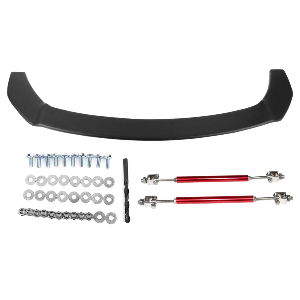 IKON MOTORSPORTS Front Splitter Lip & Rods for 2018-2019 Toyota C-HR - Matte Black Polypropylene Replacement Body Kit with Red Rods | Enhance Aerodynamics & Sporty Look for Street Racing & Car Shows