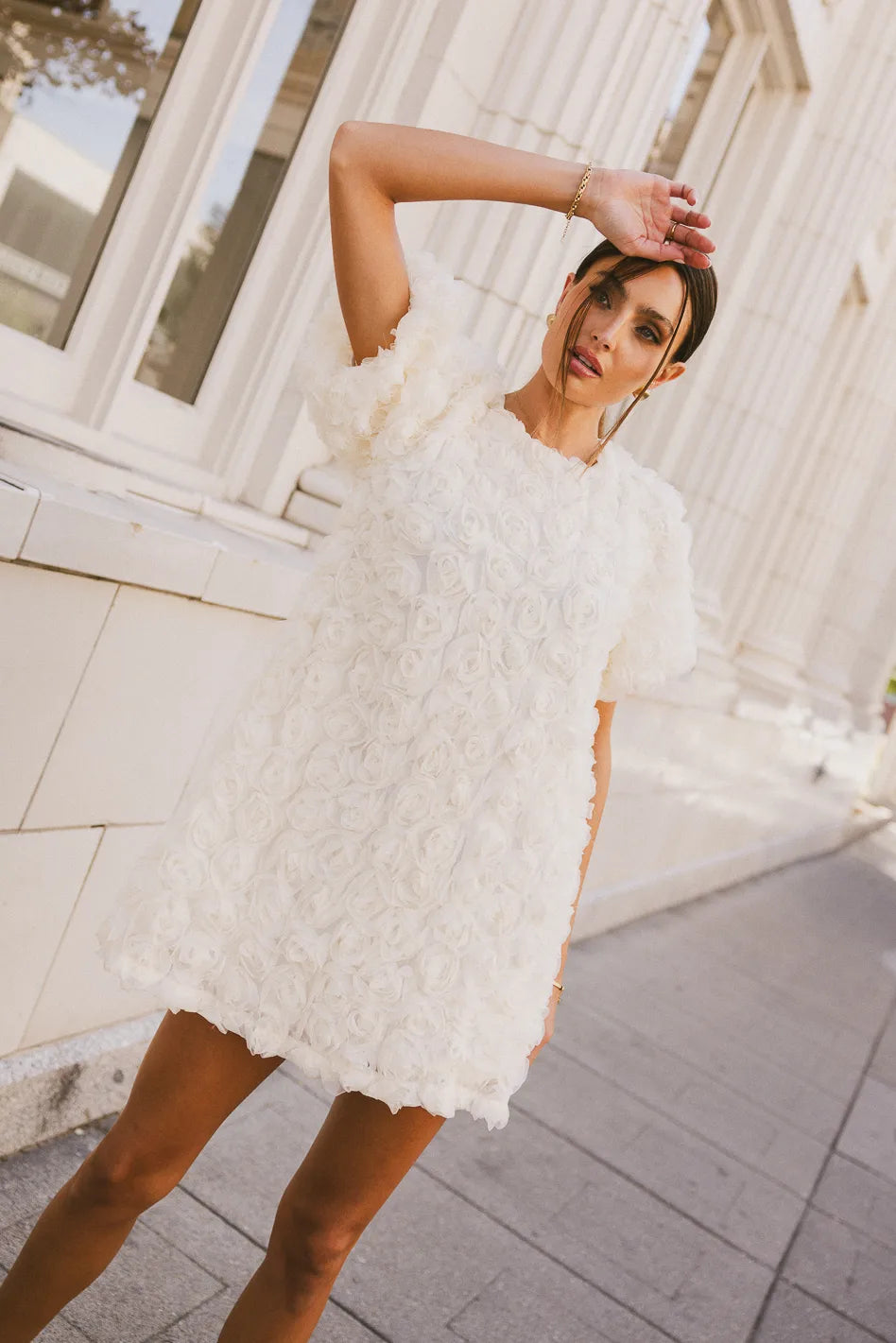 Andria Rosette Mini Dress - Women's Floral Summer Party Cocktail Dress | Perfect for Weddings, Dates & Night Out