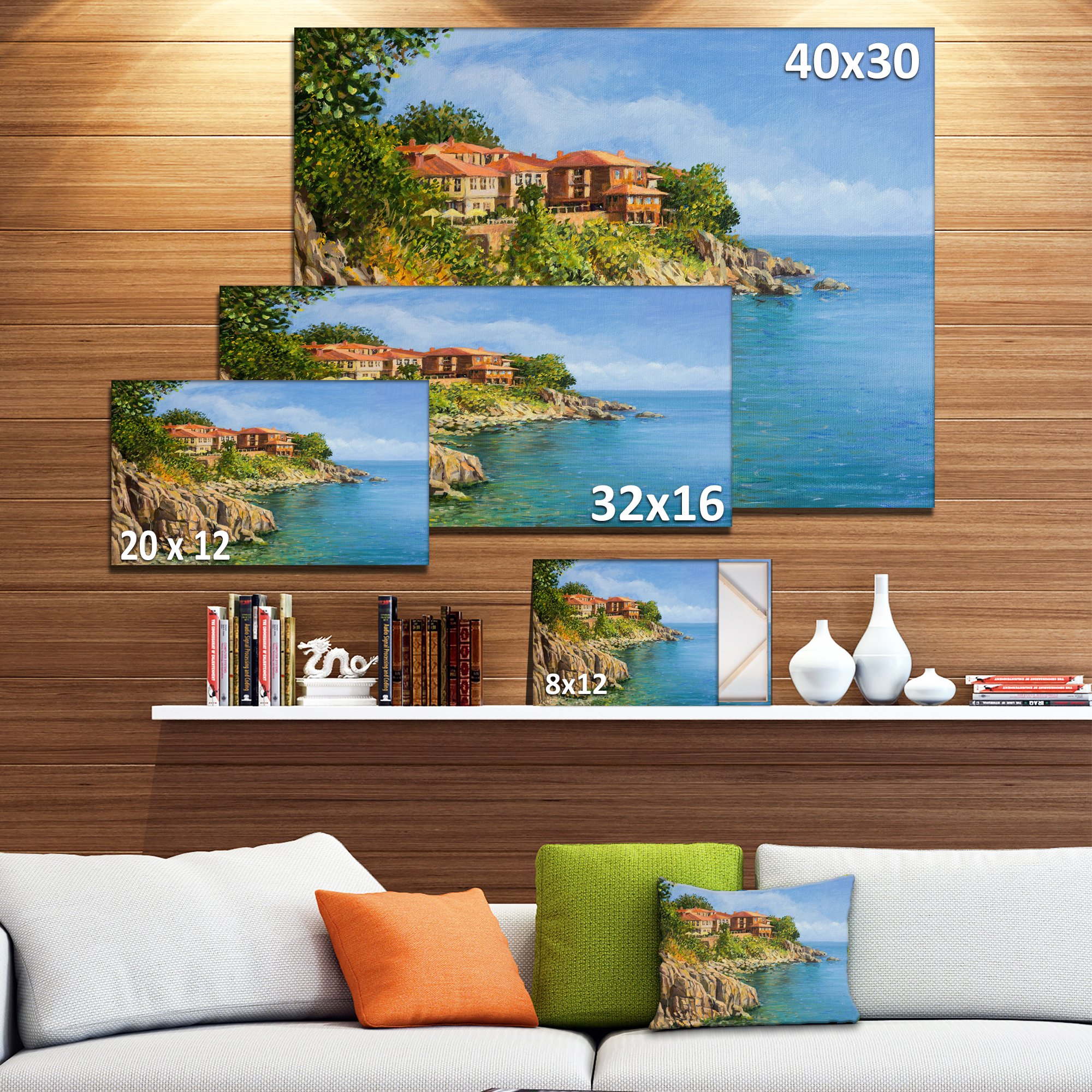 Blue Summer Sea Landscape Painting - Coastal Wall Art Canvas Print for Beach House Decor, Living Room & Office