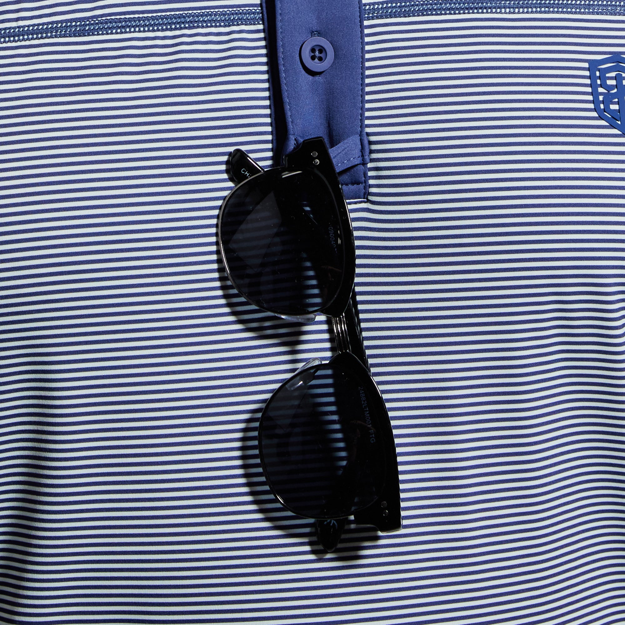 Men's Performance Tek Polo Shirt - Breathable & Moisture-Wicking Golf Shirt in Midnight Blue Stripe - Perfect for Golf, Tennis & Casual Wear