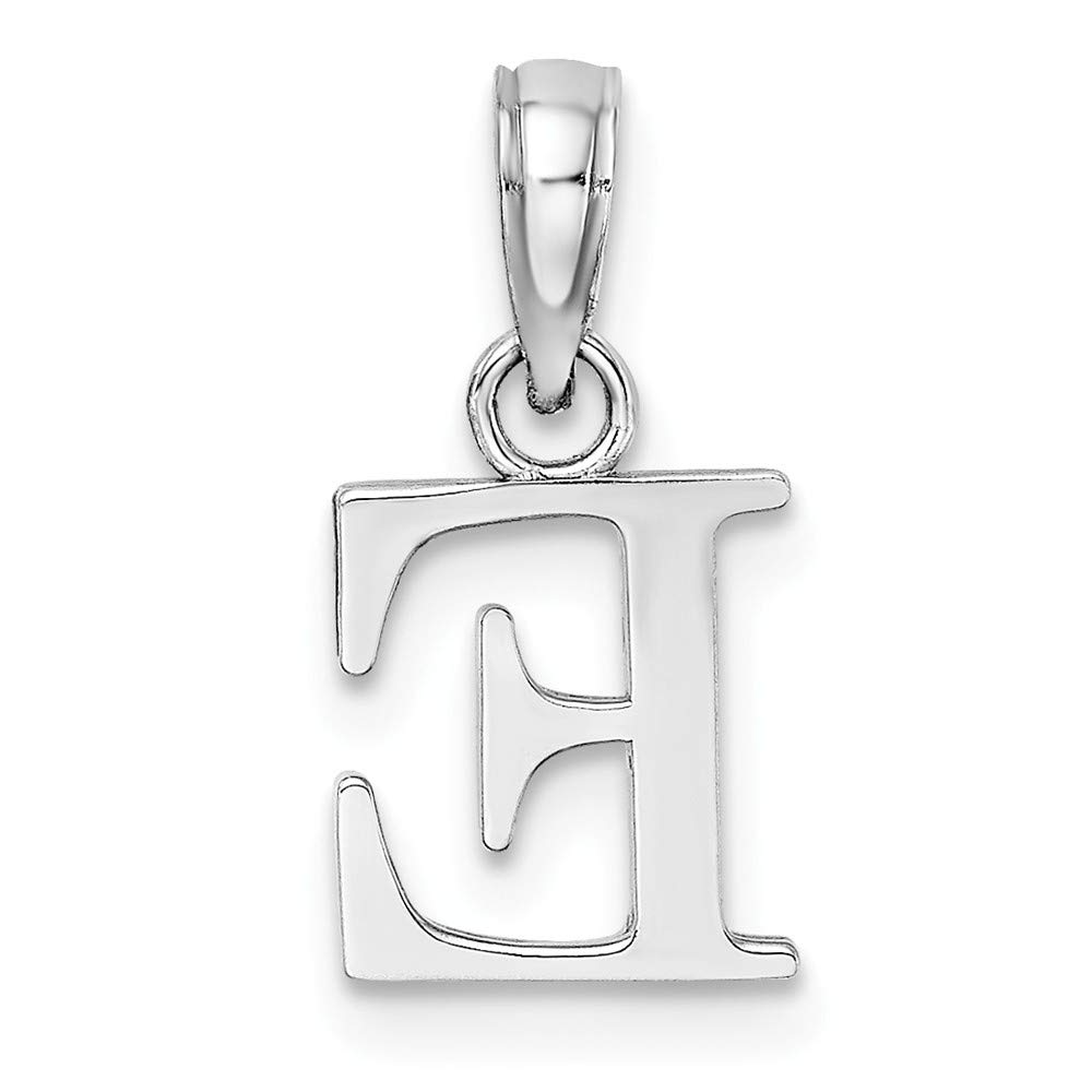 14K White Gold Initial Letter E Block Charm Pendant - Personalized Alphabet Jewelry for Necklace, Bracelet & Gift Giving