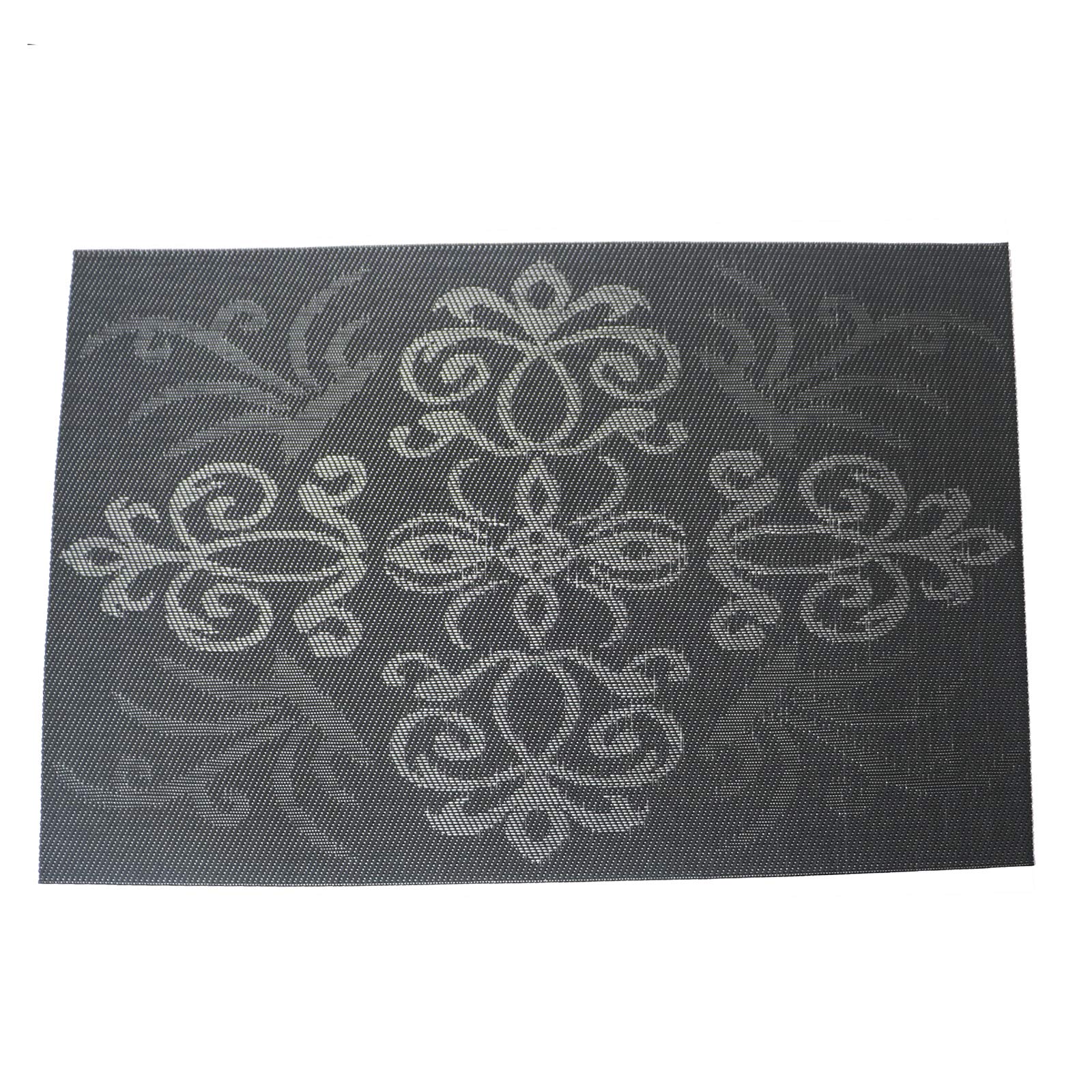 JASHII Set of 6 Rectangle Royal PVC Table Placemats - Woven Vinyl Waterproof Dining Mats for Kitchen & Restaurant (Black) | Elegant Table Setting for Dinner Parties & Daily Meals