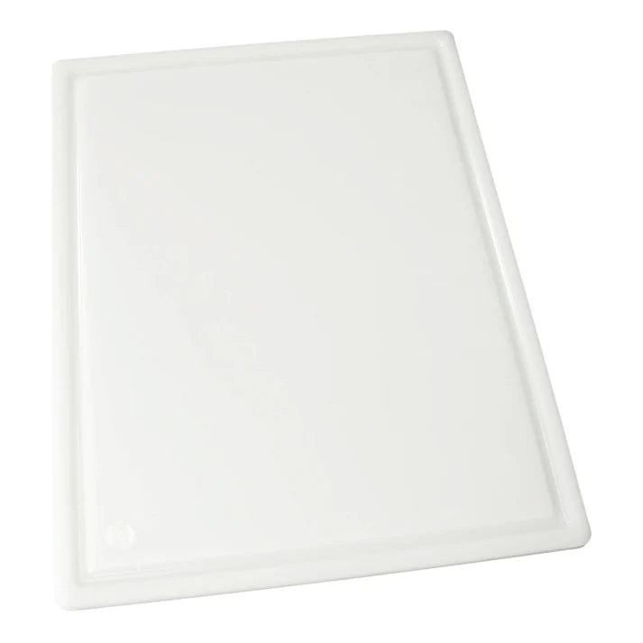 Winco 12 x 18 Inch White Plastic Cutting Board with Juice Grooves - Heavy Duty Kitchen Chopping Board for Meat, Vegetables & Fruits - Ideal for Home, Restaurant & Commercial Use