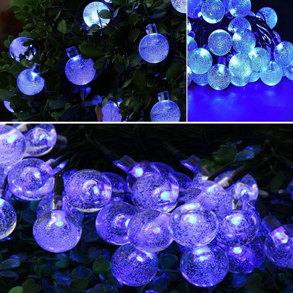 XUNATA 20 LED Solar String Lights Outdoor Waterproof 16.4FT - 8 Lighting Modes for Christmas, Garden, Party & Holiday Decorations (Blue) | Perfect for Patio, Backyard, Wedding & Landscape Lighting