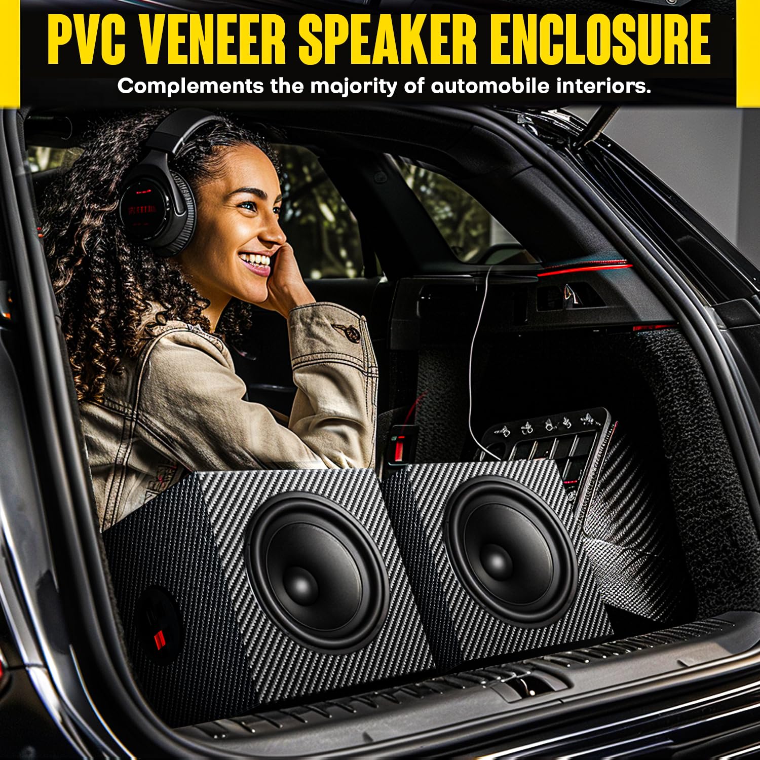 6.5 Inch Wooden Car Speaker Enclosures - Premium Sound-Absorbing Cotton & Spiked Pads for Enhanced Audio - Perfect for Home Theater & Vehicle Sound Systems - American-Made Car Audio Cabinets for Superior Sound Quality