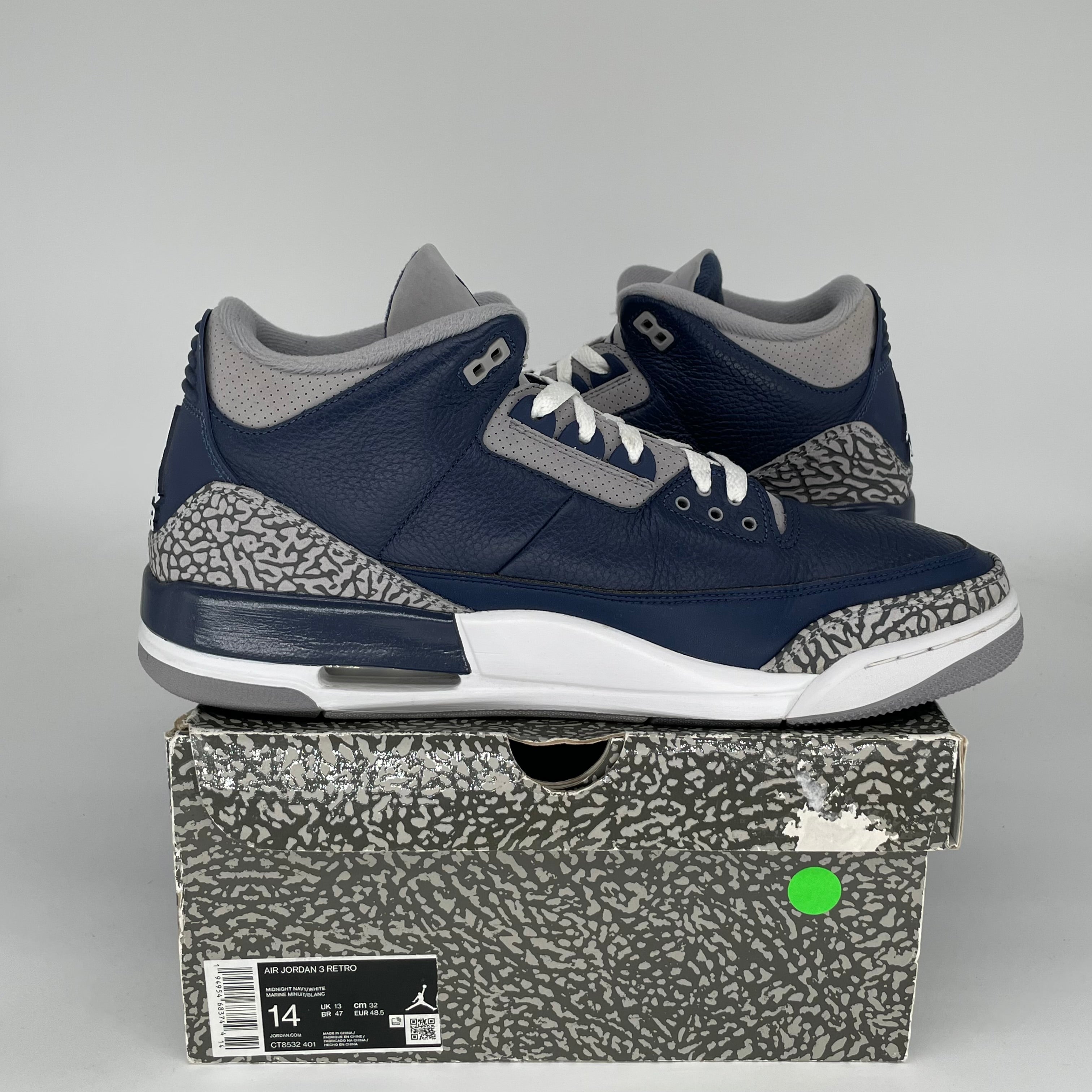 AIR JORDAN 3 GEORGETOWN Retro Sneakers - Men's Size 14 (CT8532-401) - Classic Basketball Shoes for Casual Wear & Street Style
