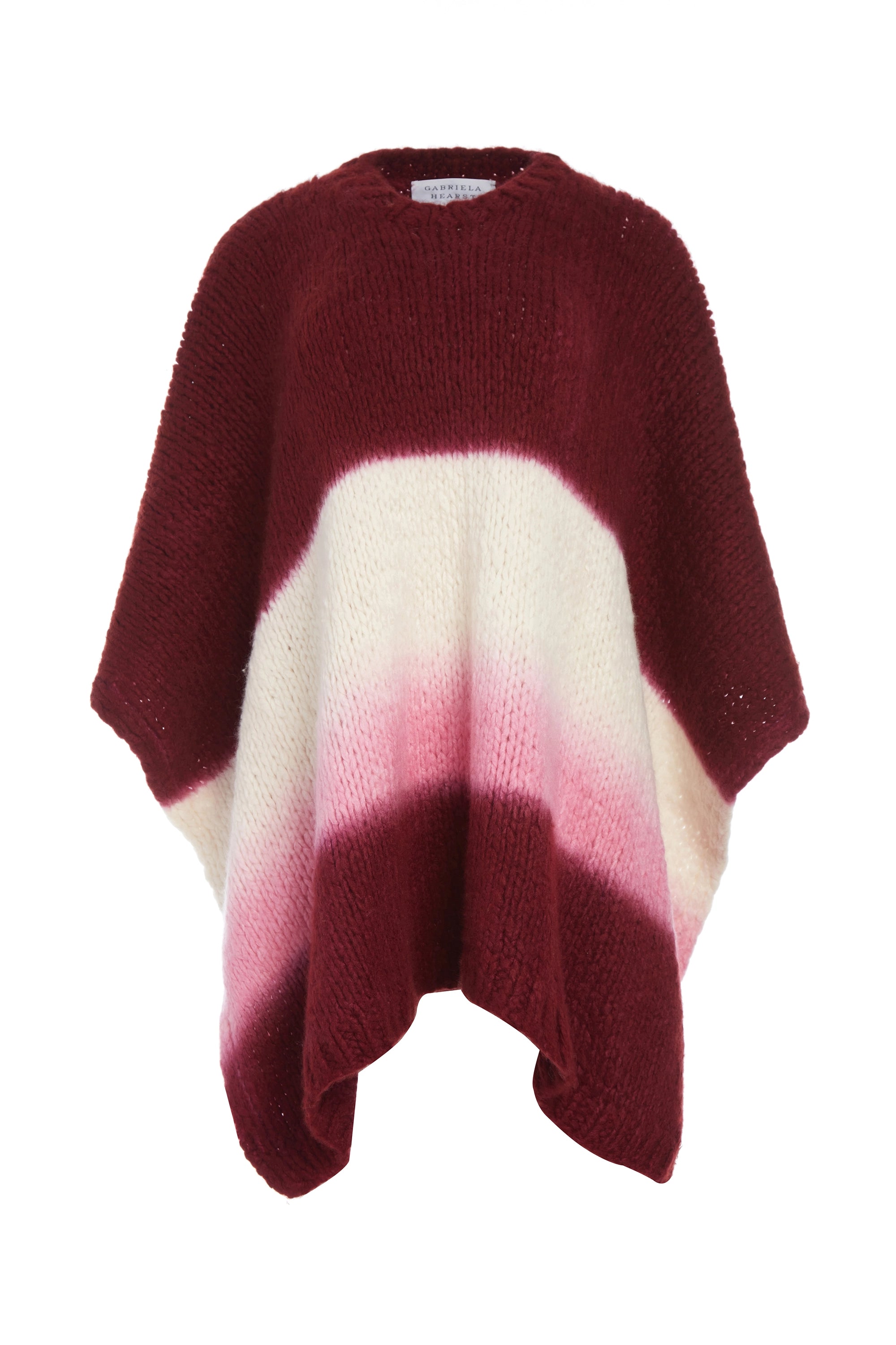 Lyla Knit Poncho in Dip Dye Bordeaux Multi - 100% Cashmere Women's Winter Shawl Wrap - Perfect for Holiday Gifts & Cozy Fall/Winter Fashion