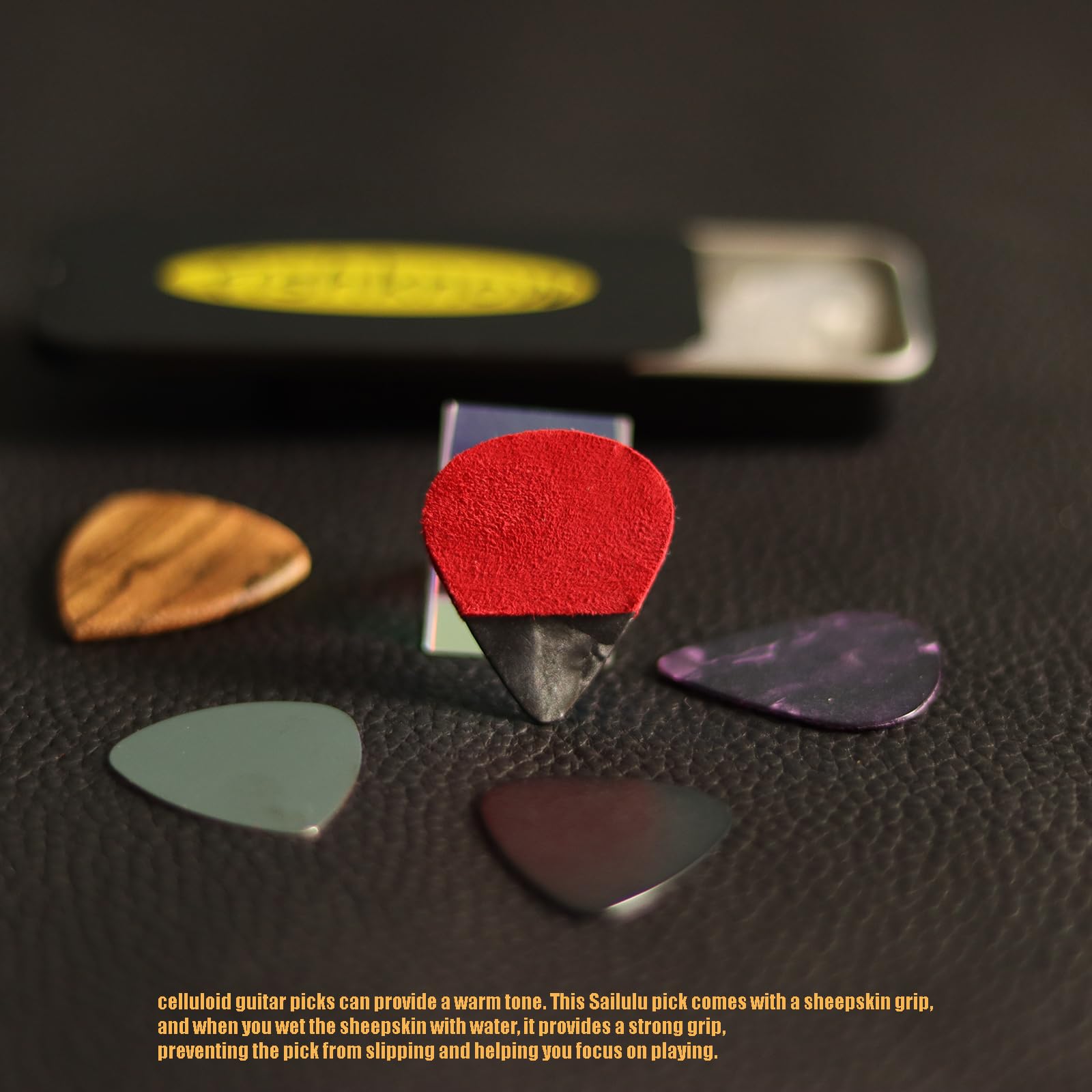 Premium Guitar Picks Set for Acoustic & Electric Guitars - Celluloid, Copper, Steel, PVC, Acrylic & Wooden Picks (Thin/Medium/Heavy) - Perfect for Beginners, Professionals & Live Performances