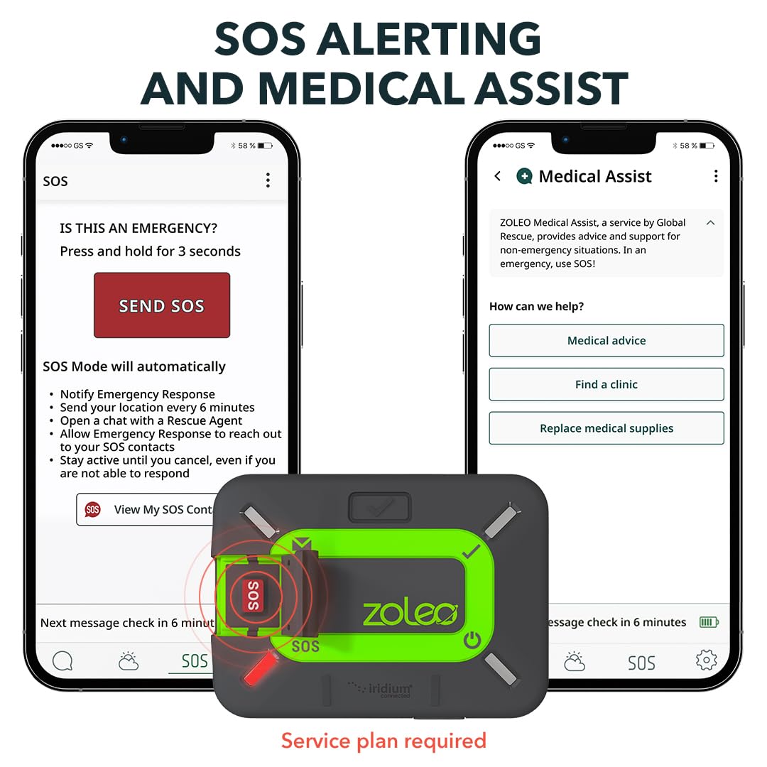 ZOLEO Satellite Communicator - Global Two-Way SMS Texting, Email & Emergency SOS with GPS Location Tracking - Works with Android & iOS Smartphones for Outdoor Adventures, Hiking, Camping & Remote Travel Safety