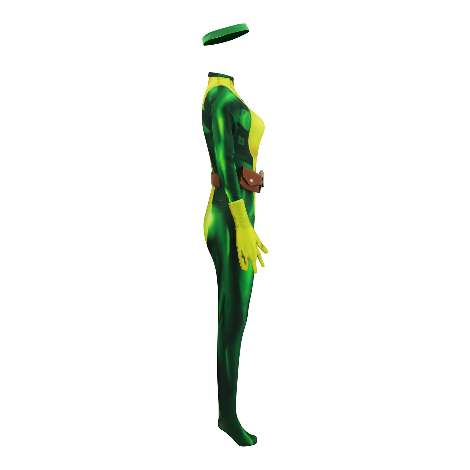 Rogue Superhero Costume for Women - Green Bodysuit Zentai Jumpsuit with Headband & Belt | X-Men Cosplay, Halloween Outfit, Comic-Con Costume | Perfect for Halloween Parties, Comic Conventions & Cosplay Events