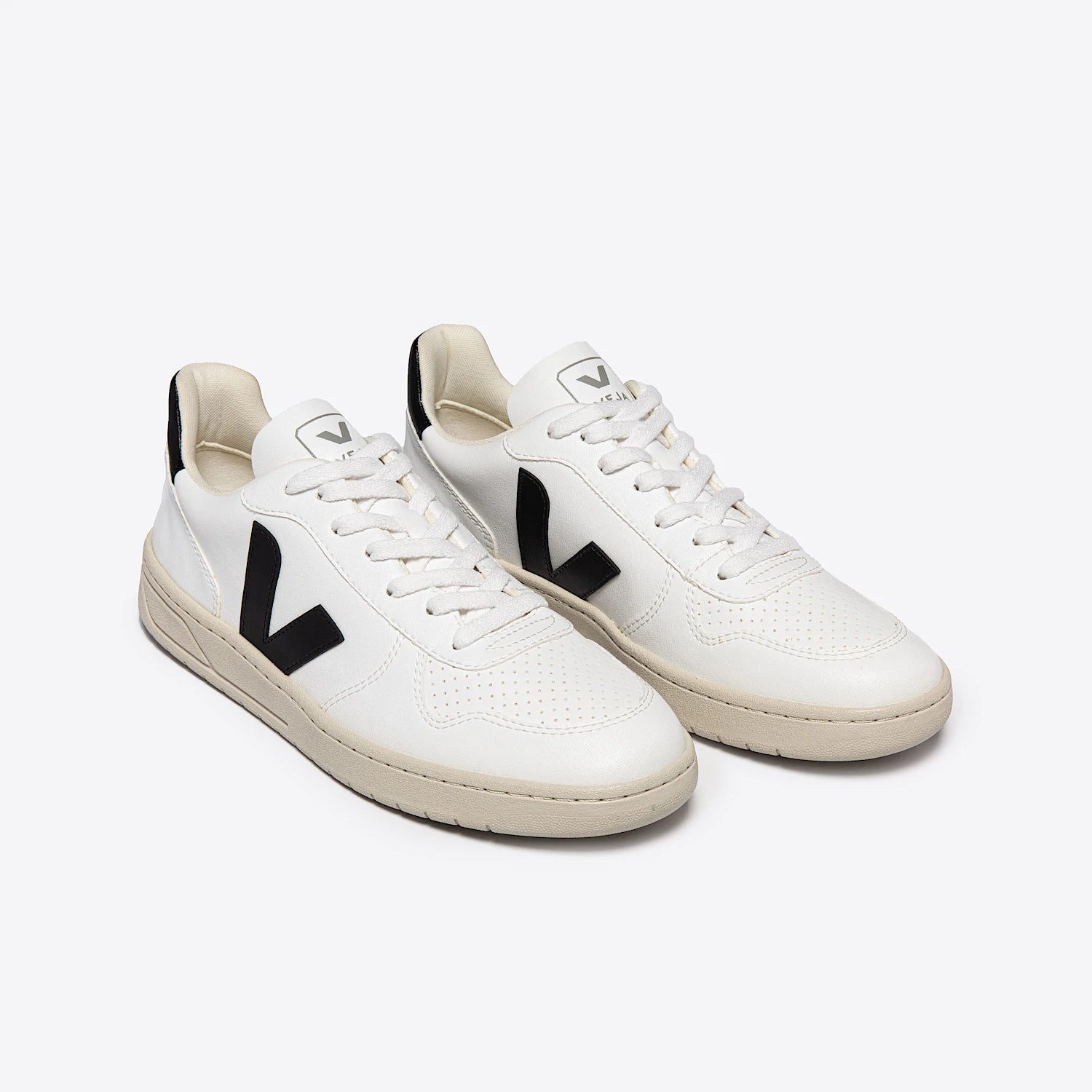 Veja V 10 CWL Sneakers for Men - White & Black Leather Casual Shoes | Comfortable & Stylish for Everyday Wear, Work & Travel