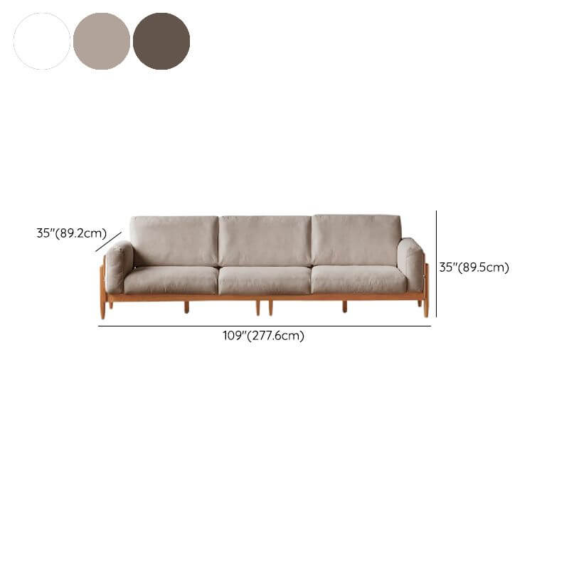 Minimalist 3-Seater Sofa in White, Olive Green & Sepia - Modern Solid Color Couch for Living Room, Lounge & Office