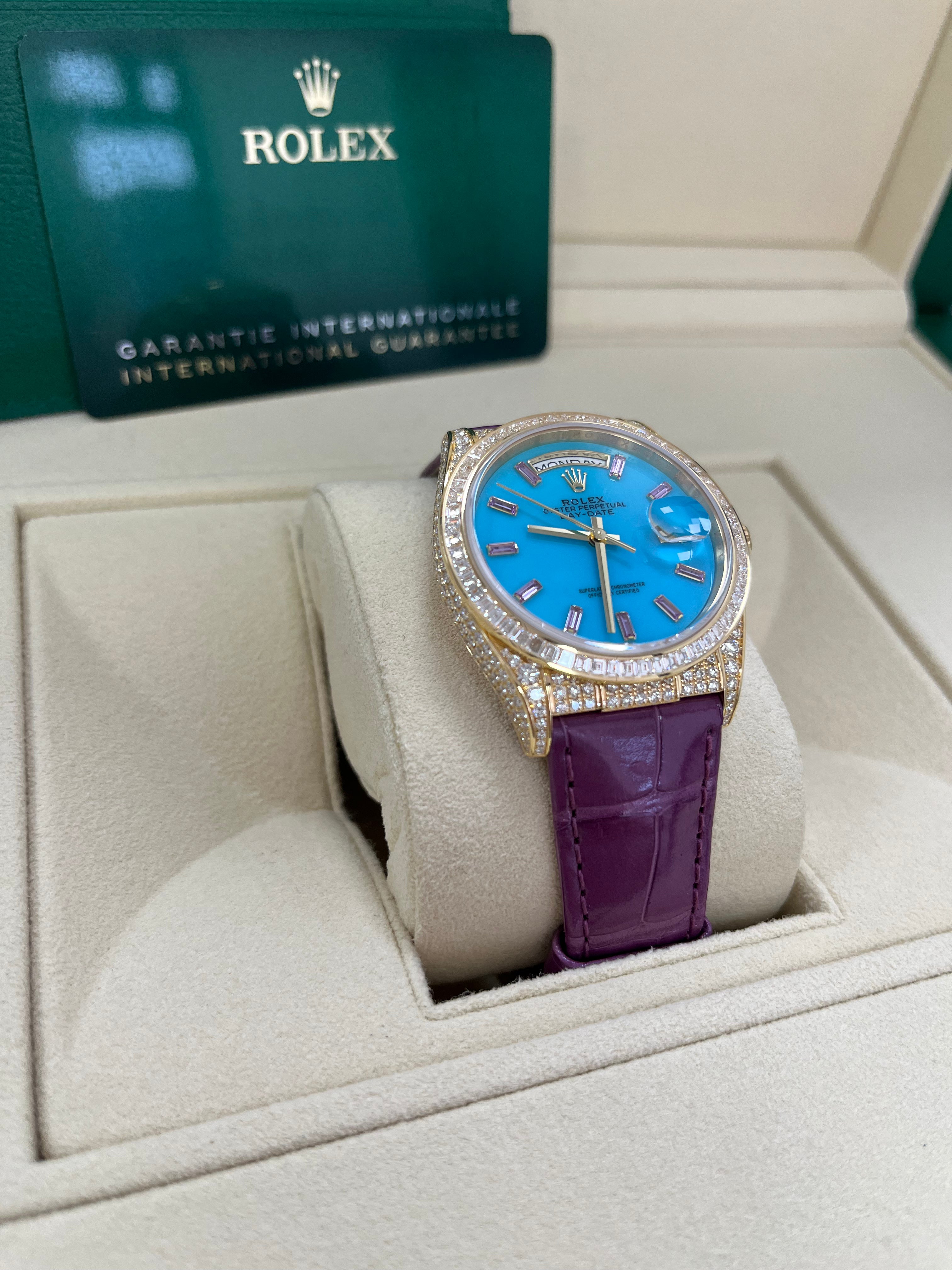 Luxury Rolex Day Date 128458TBR 18K Gold Men's Watch - Perfect for Business, Formal Events & Special Occasions
