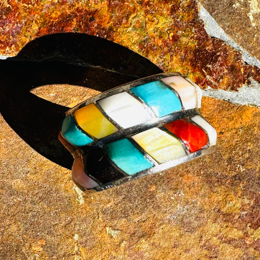 Sterling Silver Double Row Wide Band Ring with Turquoise Stone - Elegant Boho Jewelry for Women, Perfect for Weddings, Parties & Everyday Wear