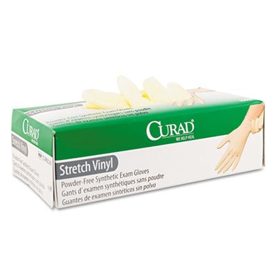 Curad Synthetic Vinyl Powder-Free Exam Gloves - Small Size (100 Count/Box) | Latex-Free Medical Gloves for Healthcare, Tattoo Artists & Food Handling