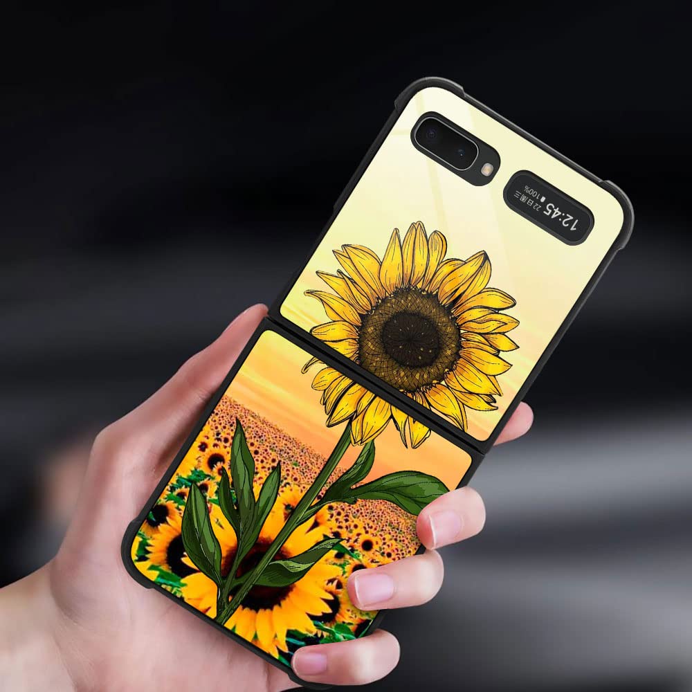 Military-Grade Protective Case for Samsung Galaxy Z Flip 5G - Shockproof Corners, Anti-Scratch Cover with Sunflower Design | Perfect for Outdoor Activities, Travel & Daily Use