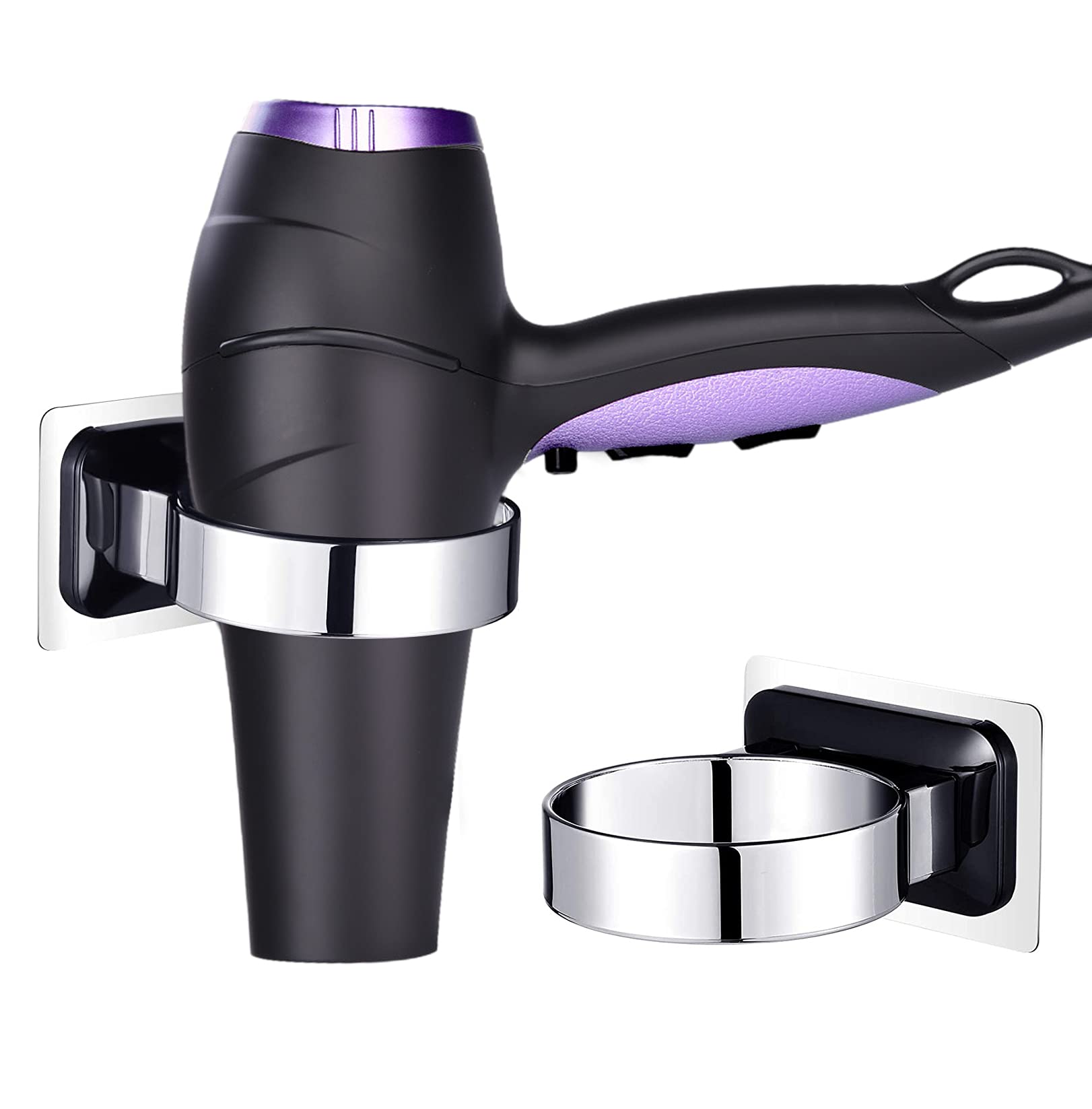 Wall Mount Hair Dryer Holder - No Drilling, Self Adhesive for Bathroom Storage