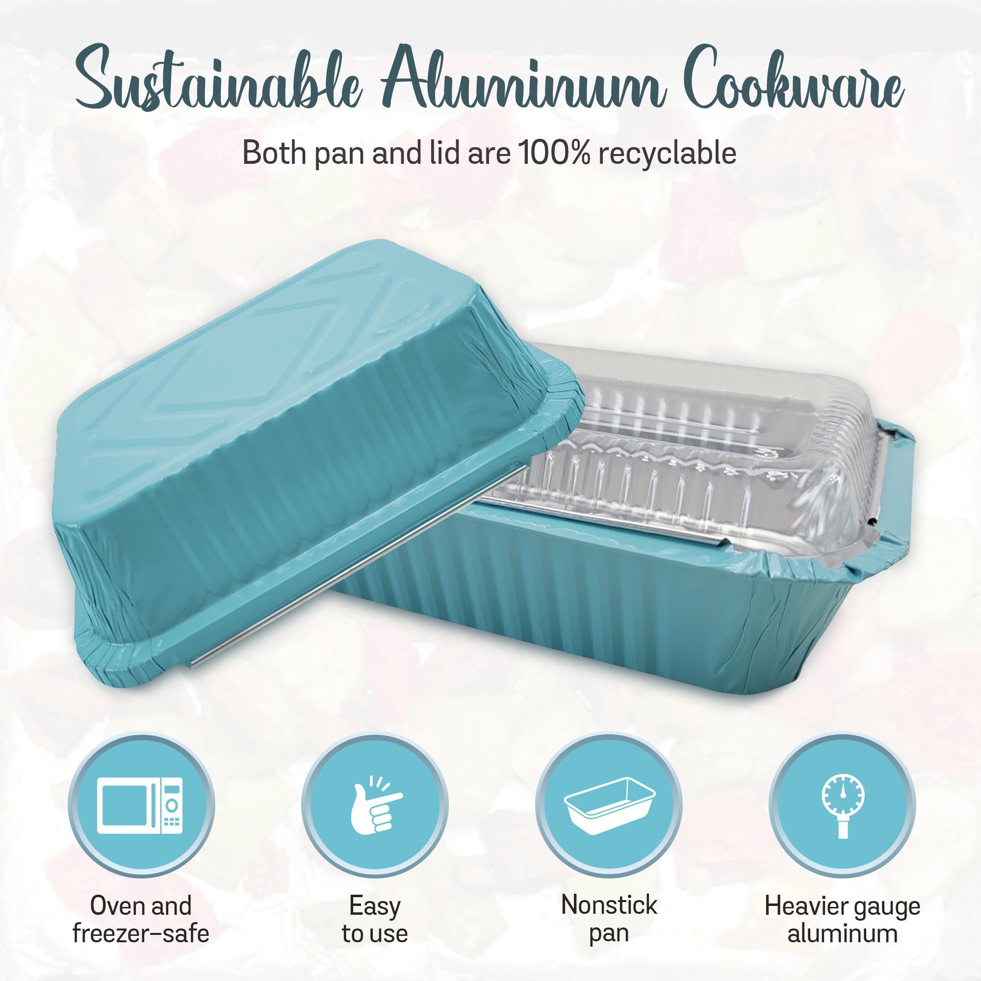 KitchenDance 1.5 lb Heavy Duty Colored Aluminum Foil Takeout Containers with Lids - Disposable Casserole Pans for Cooking, Baking, Freezing & Food Storage - Ideal for Meal Prep, Leftovers & Party Catering - Blue (Pack of 125)