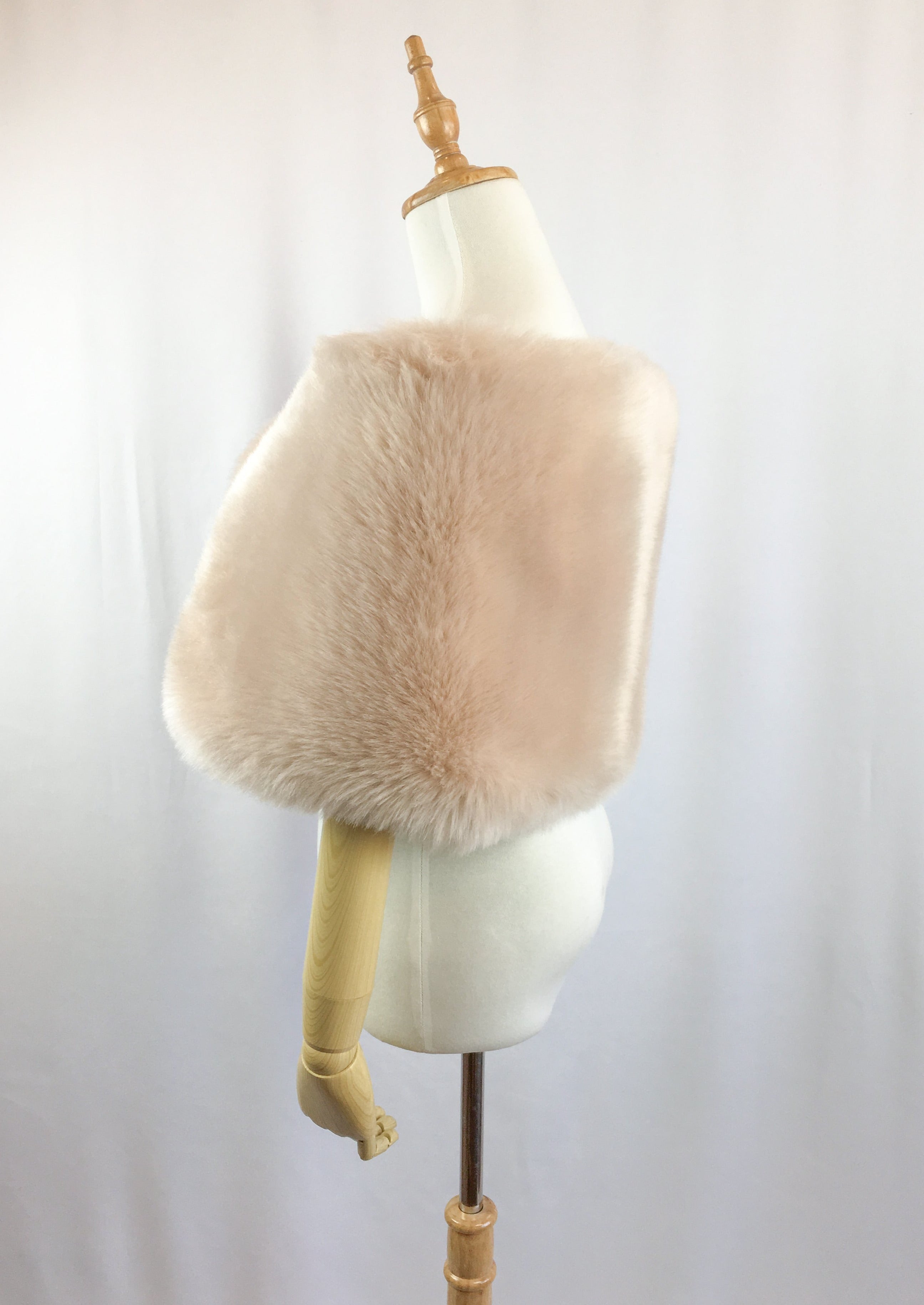 Serena Blu01 Blush Beige Fur Wrap - Soft Luxury Stole for Weddings, Parties & Winter Fashion
