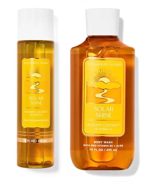 Bath & Body Works Solar Shine Fragrance Mist & Body Wash Set - Full Size Luxury Body Care Gift for Women | Perfect for Summer, Vacations & Everyday Use