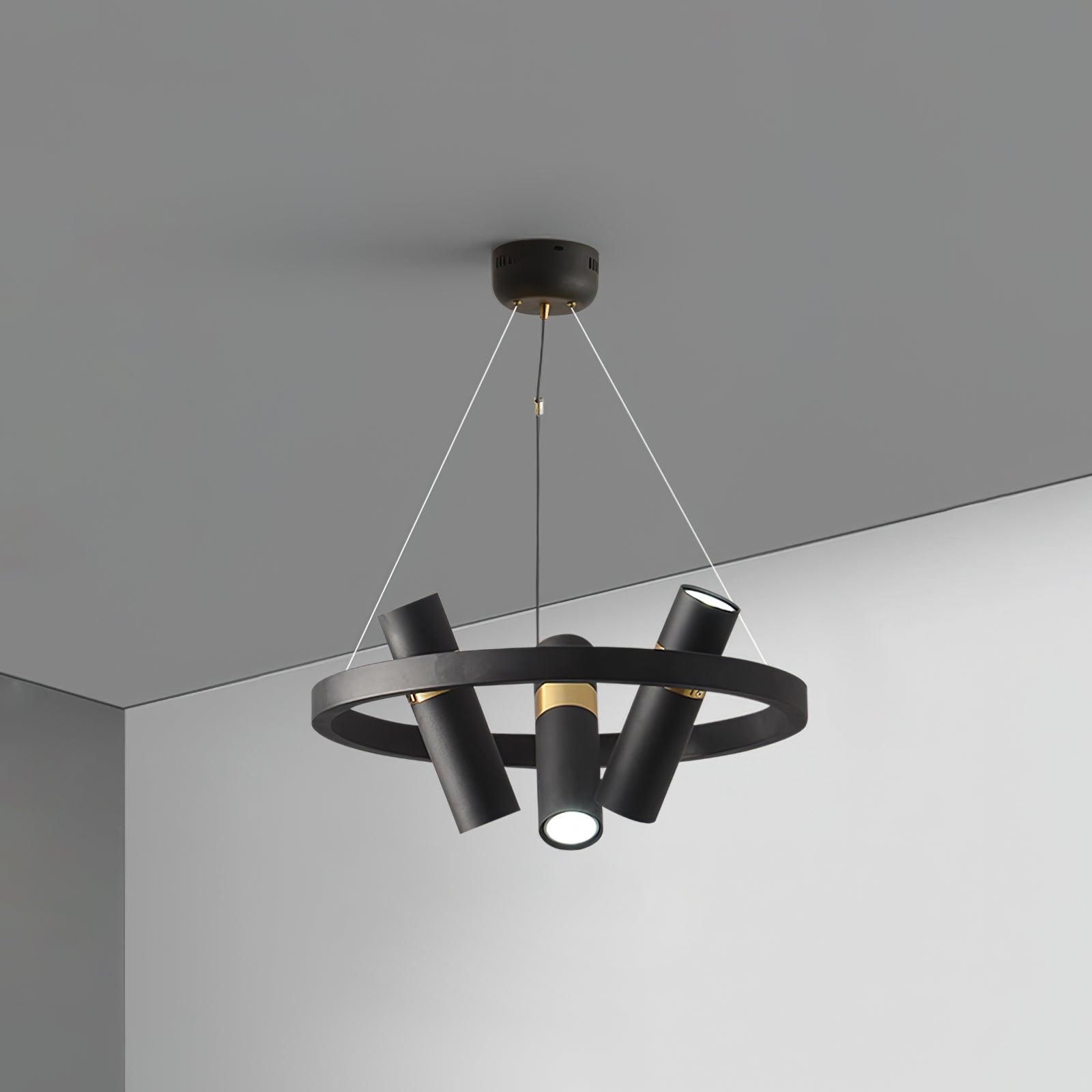 Black Multi Pipe Chandelier - Industrial Style Ceiling Light Fixture for Dining Room, Living Room & Bedroom Decor