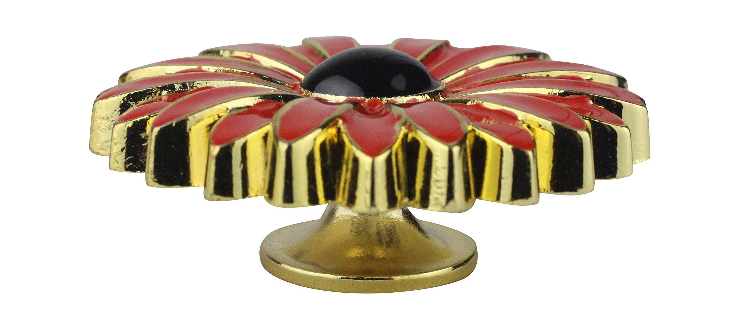 Urbanest Aster Cabinet & Furniture Enameled Zinc Knob - Red with Black Finish | Vintage Style Drawer Pulls for Kitchen Cabinets, Dressers & DIY Furniture Projects