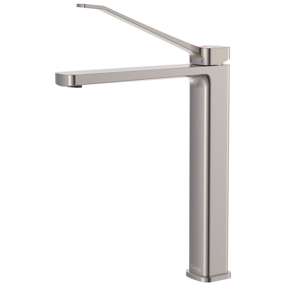 Fienza 233107DBN Tono Care Tall Basin Faucet - Brushed Nickel Finish, Modern Bathroom Sink Mixer for Vanity, Powder Room & Guest Bath Installation