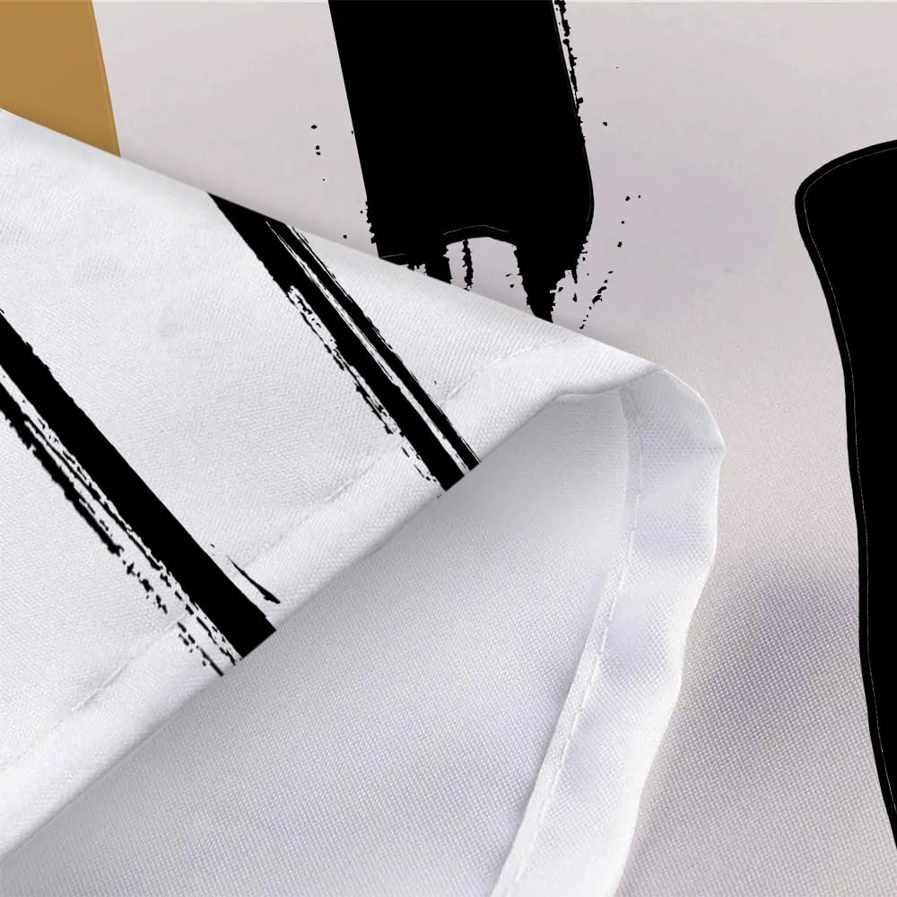 Abstract Modern Camper RV Shower Curtain for Travel Trailer Bathroom - Beige Camping Fabric Shower Curtain Set with Hooks (47x64 Inch) - Waterproof & Lightweight for Outdoor Adventures, RV Trips & Tiny Home Decor