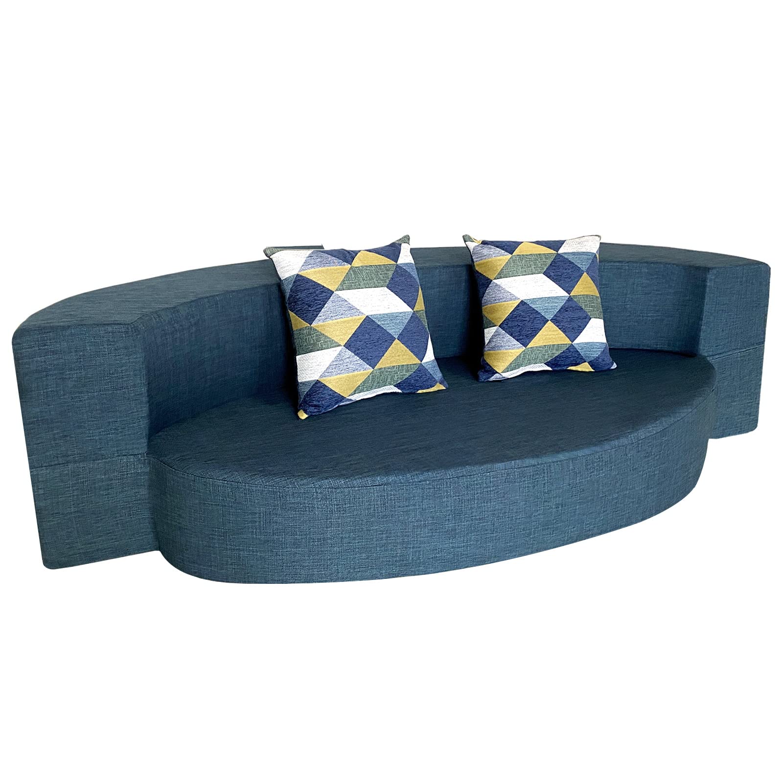 ANONER Stylish Sofa Bed with Memory Foam - Foldable Futon Sleeper Chair for Living Room & Guest Bed - Includes 2 Pillows & Washable Dark Blue Cover | Perfect for Small Spaces, Apartments, and Overnight Guests