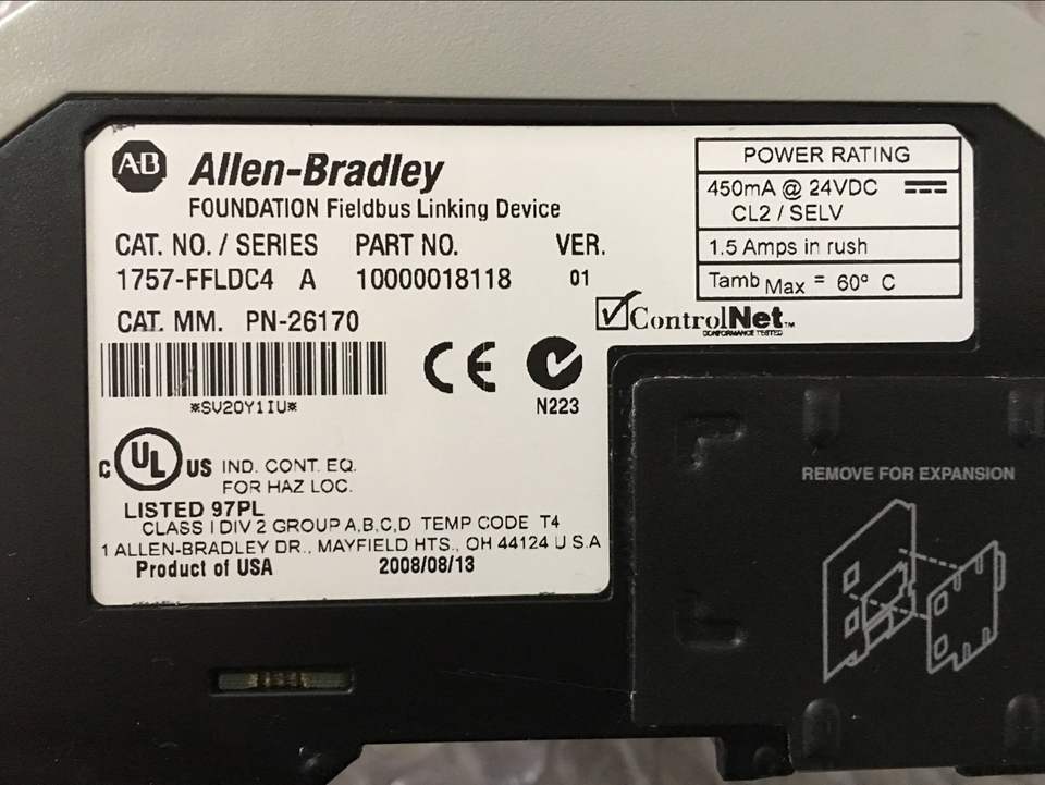 1757-FFLDC4 Allen-Bradley PLC Bus Interface Module - Industrial Automation Control for Factory & Machinery | Used & Tested