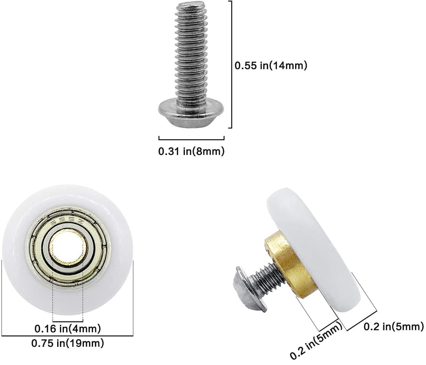 Premium Shower Door Rollers Replacement - Heavy Duty Sliding Glass Door Wheels for Bathroom Pan - Ultra Quiet Pulleys with Strong Load Bearing Capacity - Perfect for Home Renovation & Bathroom Upgrades
