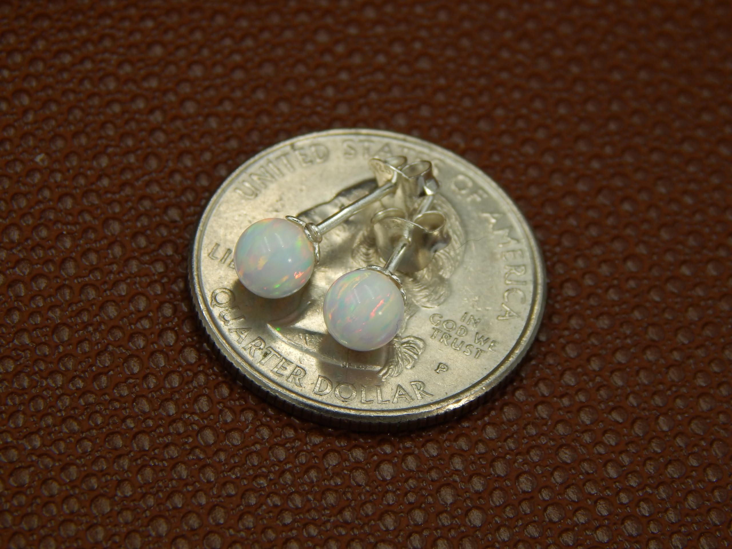 925 Sterling Silver Tiny 4mm Opal Ball Stud Earrings for Women & Girls | Hypoallergenic Nickel-Free Jewelry | Gift for Birthday, Anniversary & Everyday Wear (Choose Your Color)