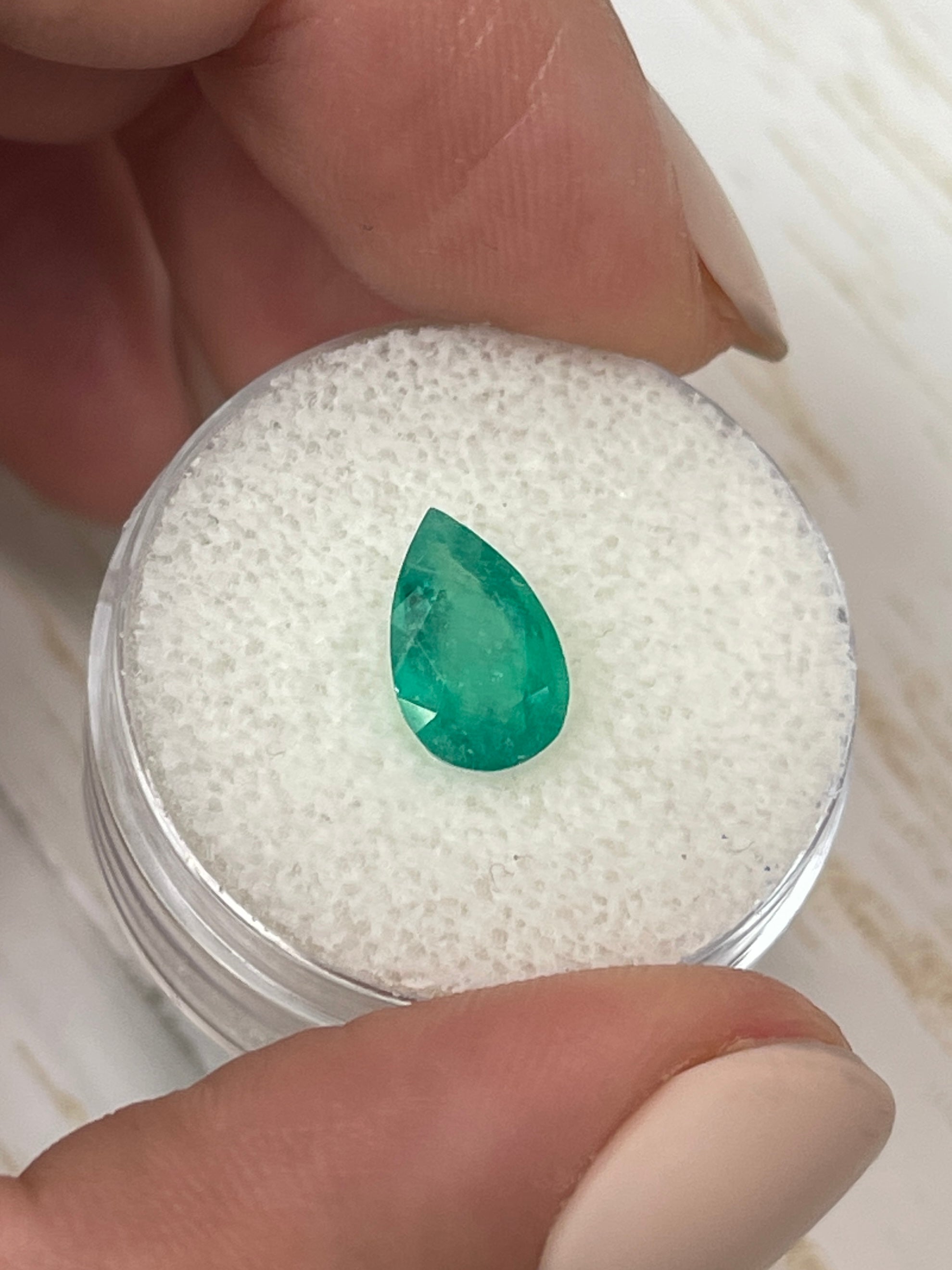 1.62 Carat Vivid Green Natural Loose Colombian Emerald Pear Cut Gemstone for Jewelry Making, Engagement Rings & Luxury Gifts