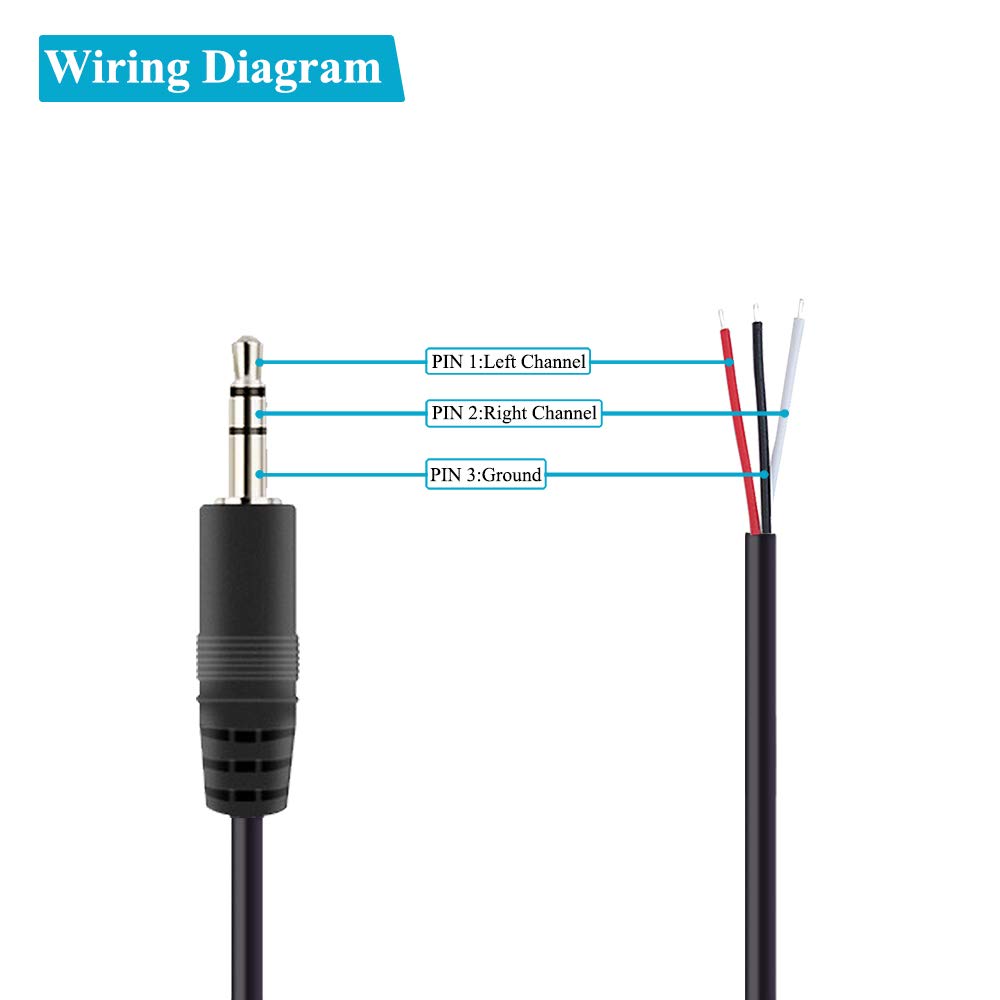 4 Pack 3.5mm Male Plug to Bare Wire Connector - TRS Stereo 1/8