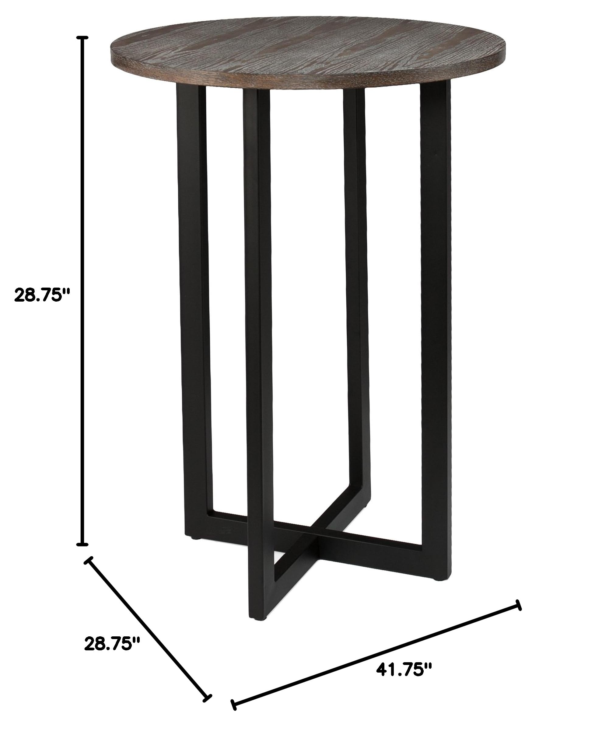 SEI Furniture Danby 42 Inch Bar Bistro Table - Black & Burnt Oak Finish - Perfect for Kitchen, Dining Room, Patio or Outdoor Entertaining