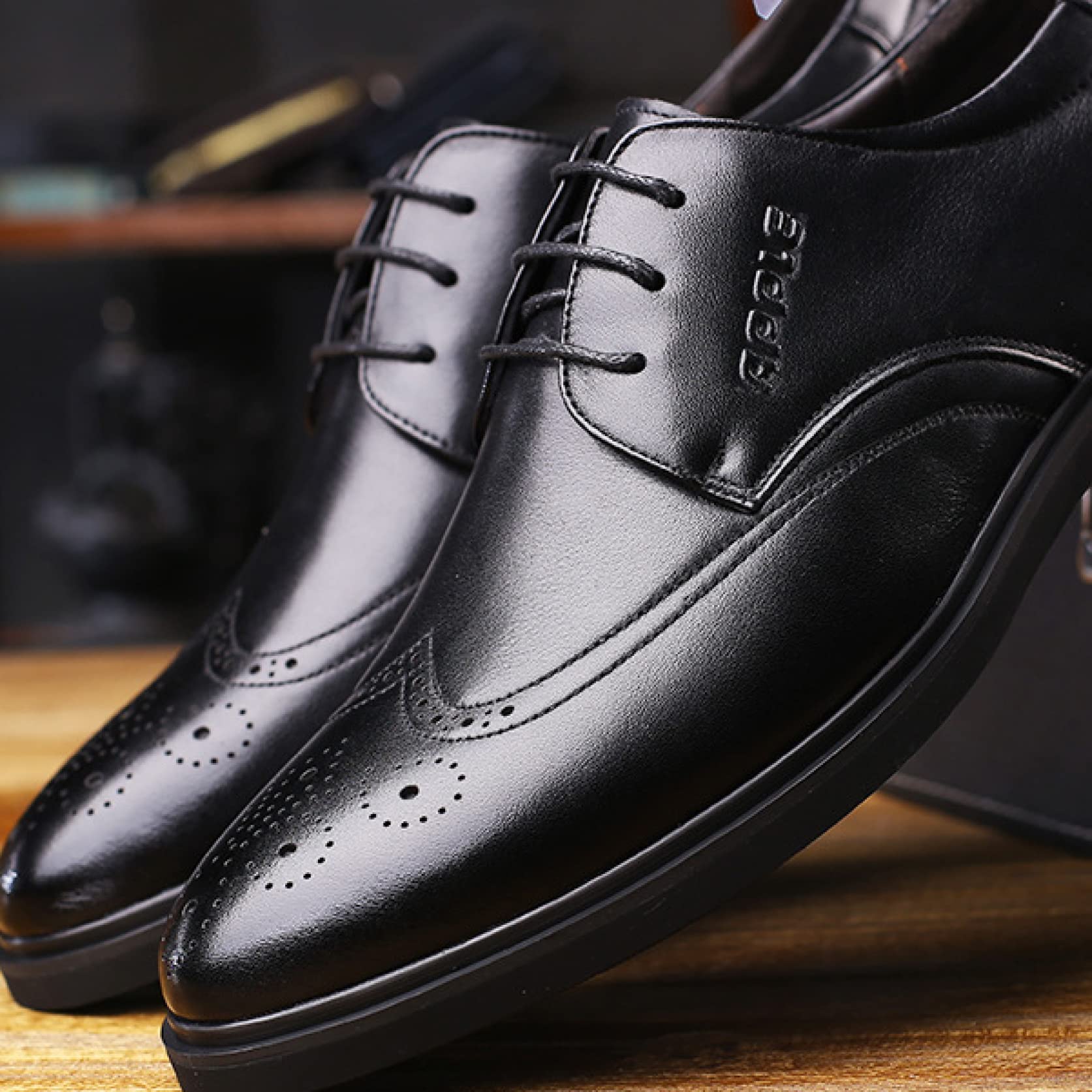 Men's Genuine Leather Brogue Dress Shoes - Breathable Oxfords for Office, Party & Business - Comfortable Formal Shoes for Men - Perfect for Weddings, Interviews & Professional Events