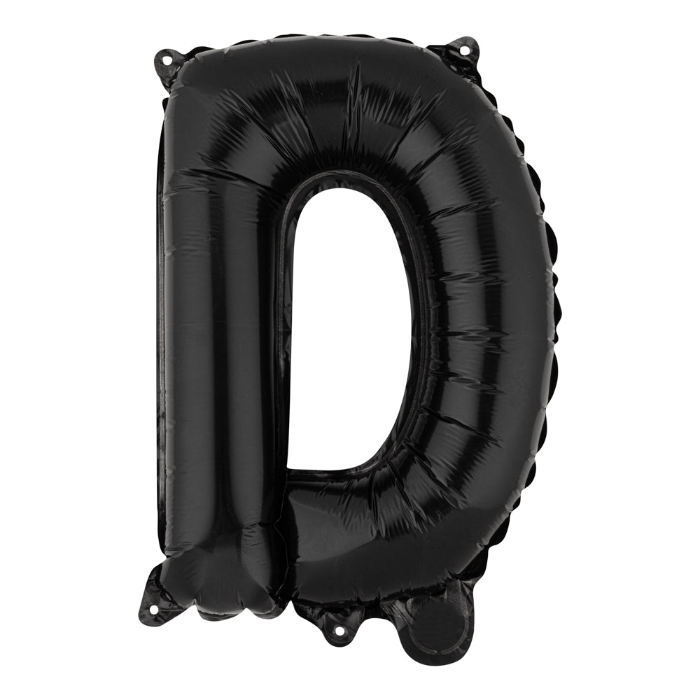 Balloonify Black Mylar Letter D Balloon - 16 Inch Large Foil Alphabet Balloon for Birthday Party Decorations, Baby Showers, Graduation Celebrations & Photo Backdrops (1 Count Box)