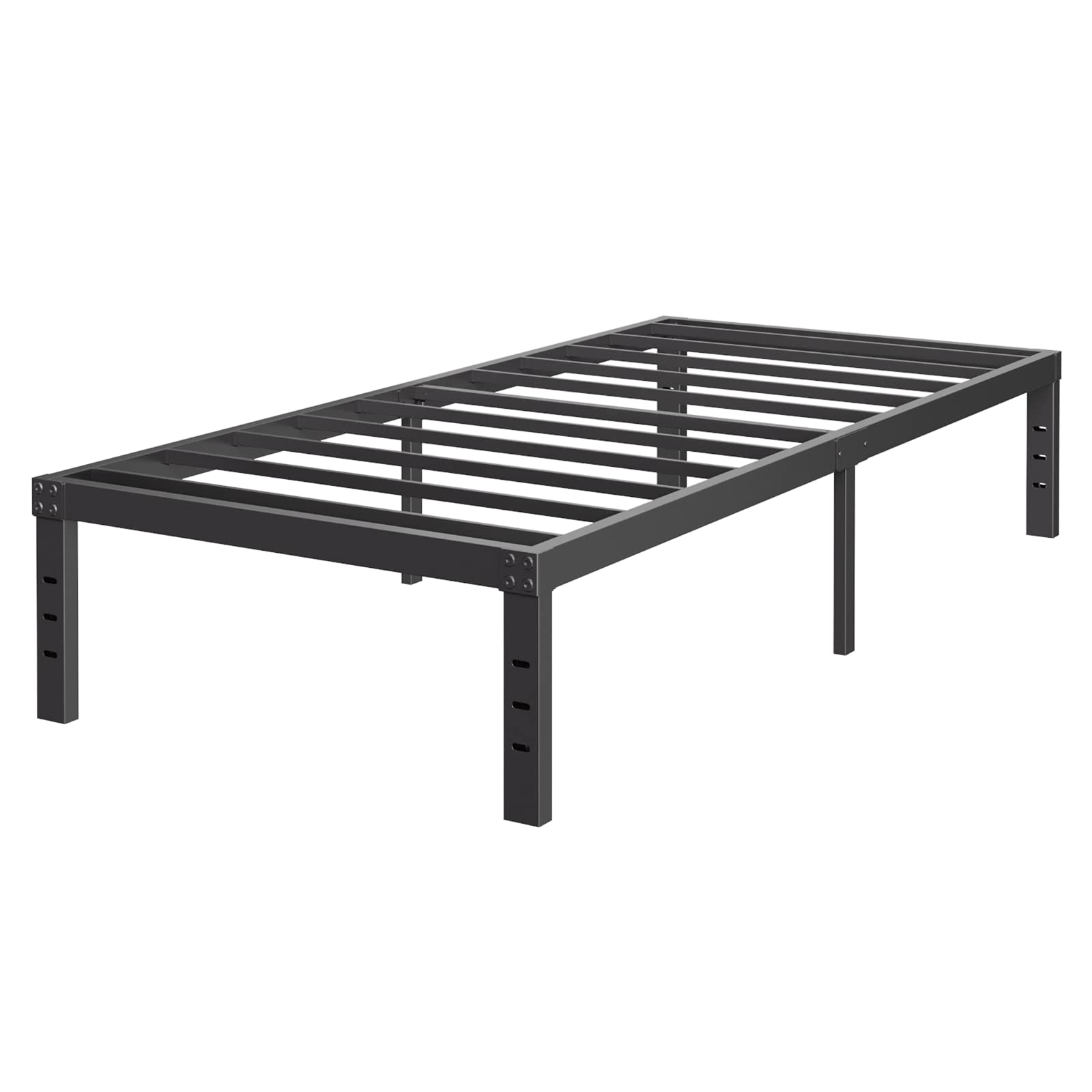 COMASACH 14 Inch Twin Bed Frame - Heavy Duty 3500 lbs Metal Platform Bed with No Box Spring Needed | Non-Slip Noise-Free Mattress Foundation in Black | Perfect for Kids Rooms, Guest Beds & Small Spaces