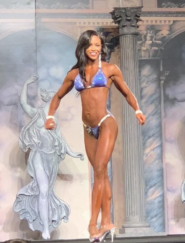 Royal Blue Rhinestone Bikini Competition Suit - Clustered AB Crystal Swimsuit CS566 for Women's Bodybuilding & Pageant Shows