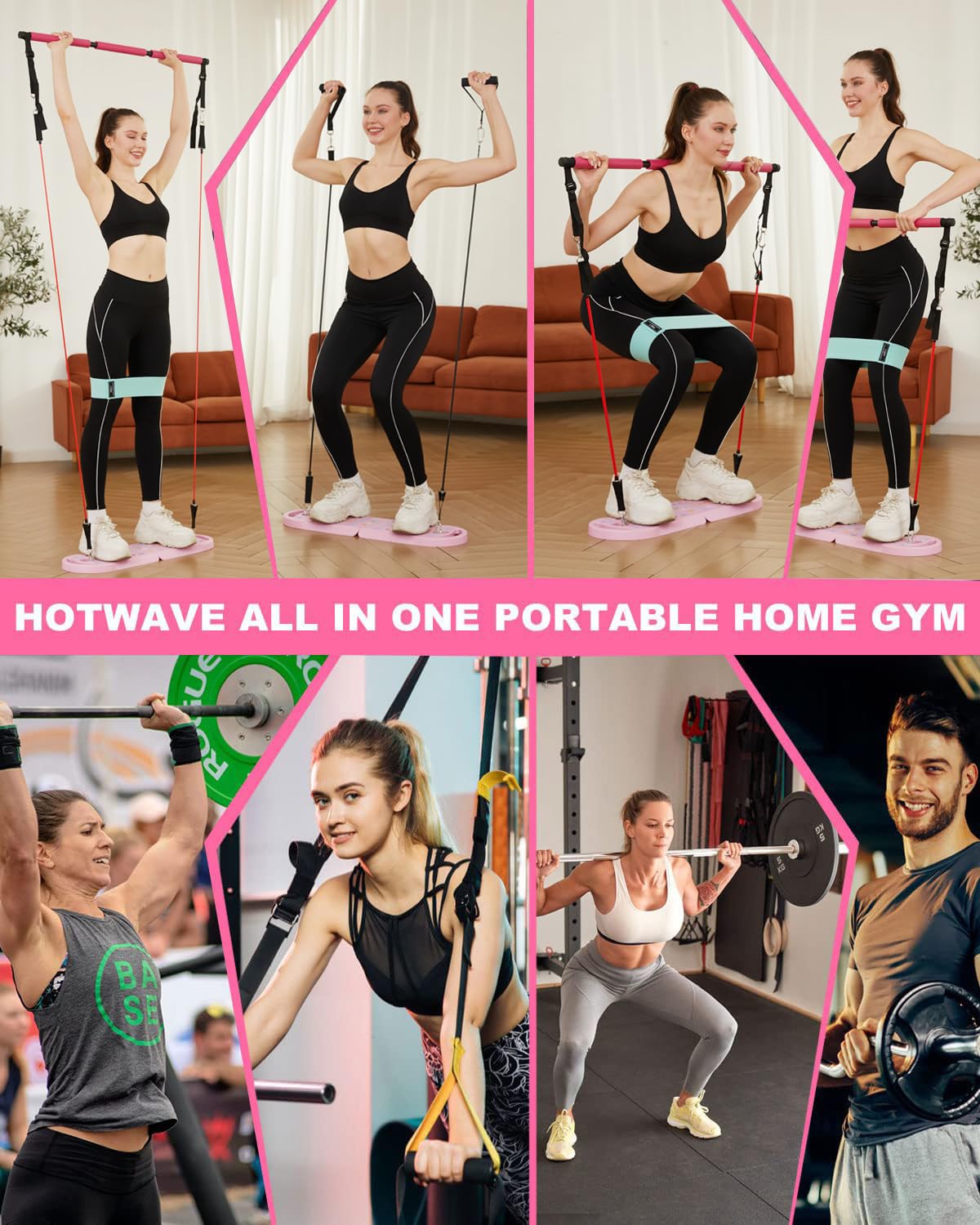 HotWave 20-in-1 Portable Home Gym Equipment Set with Push Up Board, Resistance Bands & Ab Roller Wheel - 16 Premium Fitness Accessories for Full Body Workout at Home, Office or Travel