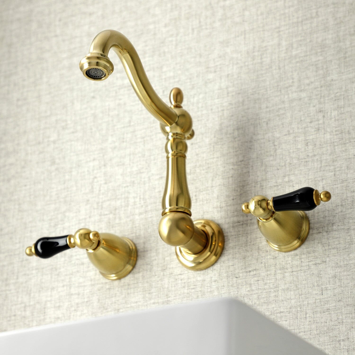 Duchess Double Handle 3-Hole Wall Mount Bathroom Faucet - Vintage Style Brass Bathroom Sink Faucet for Powder Room & Guest Bath