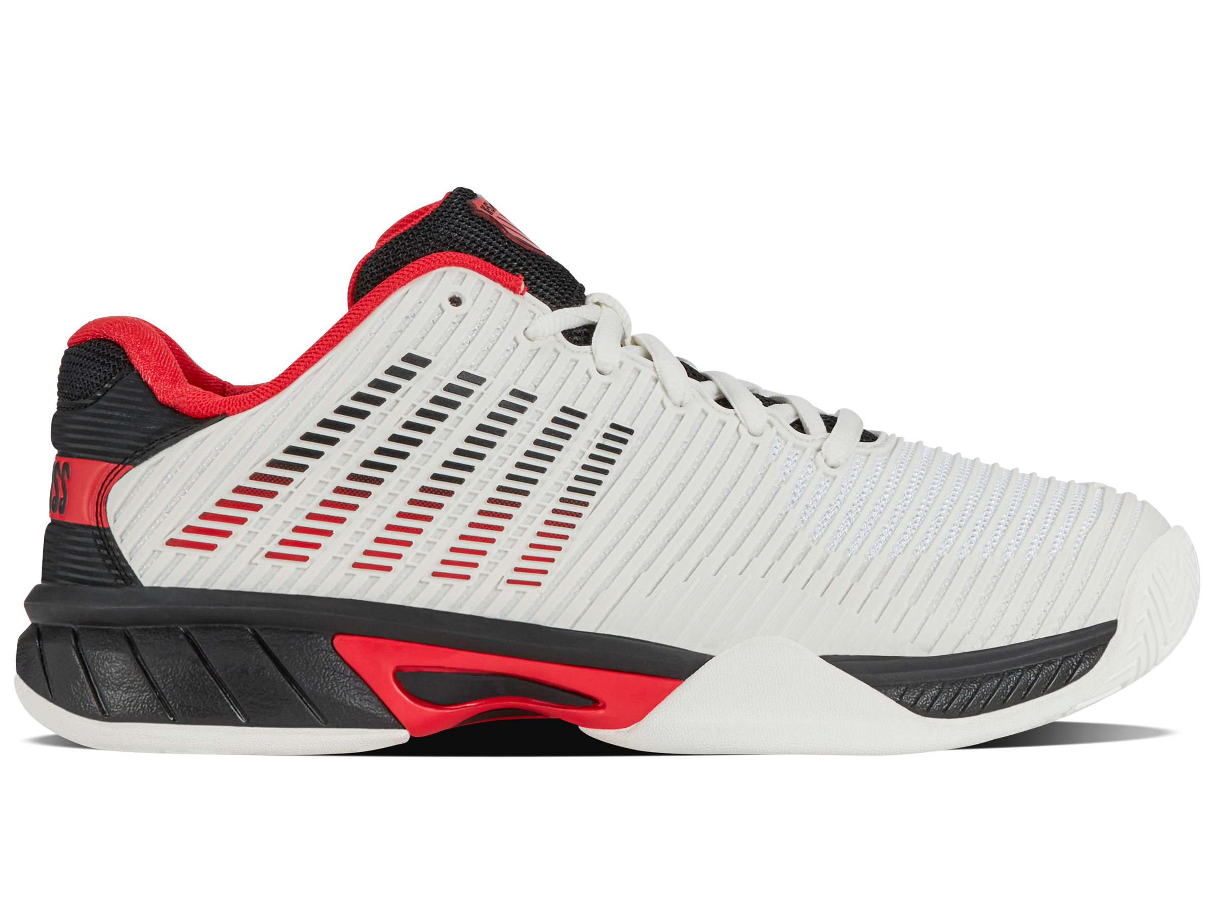 Hypercourt Express 2 Tennis Shoes - Men's Size 10.4 M | Bright White/Stretch Limo/High Risk Red Colorway | Perfect for Competitive Matches & Casual Court Wear