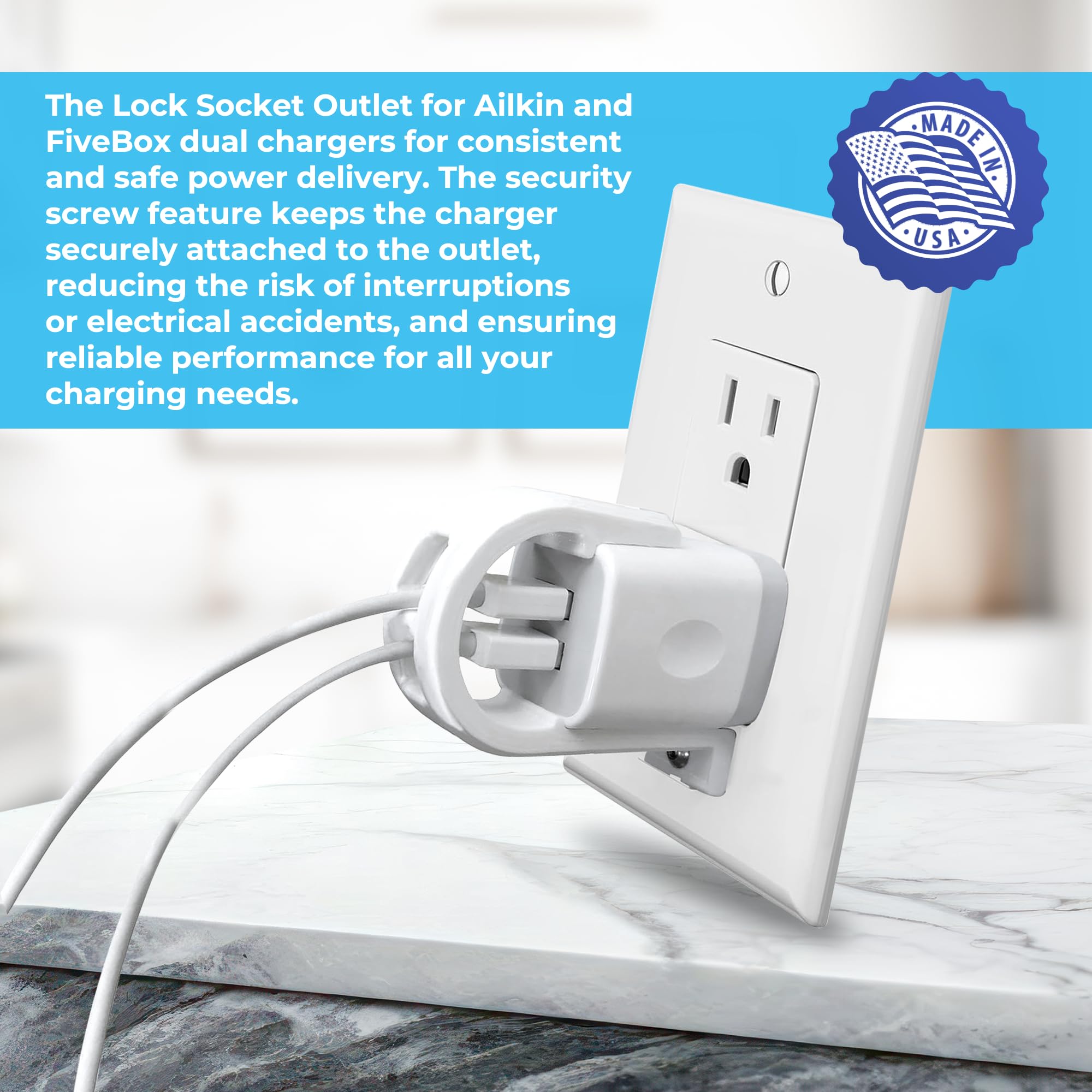 **Ailkin Dual Charger Lock Socket - Anti-Theft & Tug-Proof Charger Lock System with Security Screw | Secure Your EV Charger from Unplugging | Perfect for Home, Garage & Public Charging Stations**