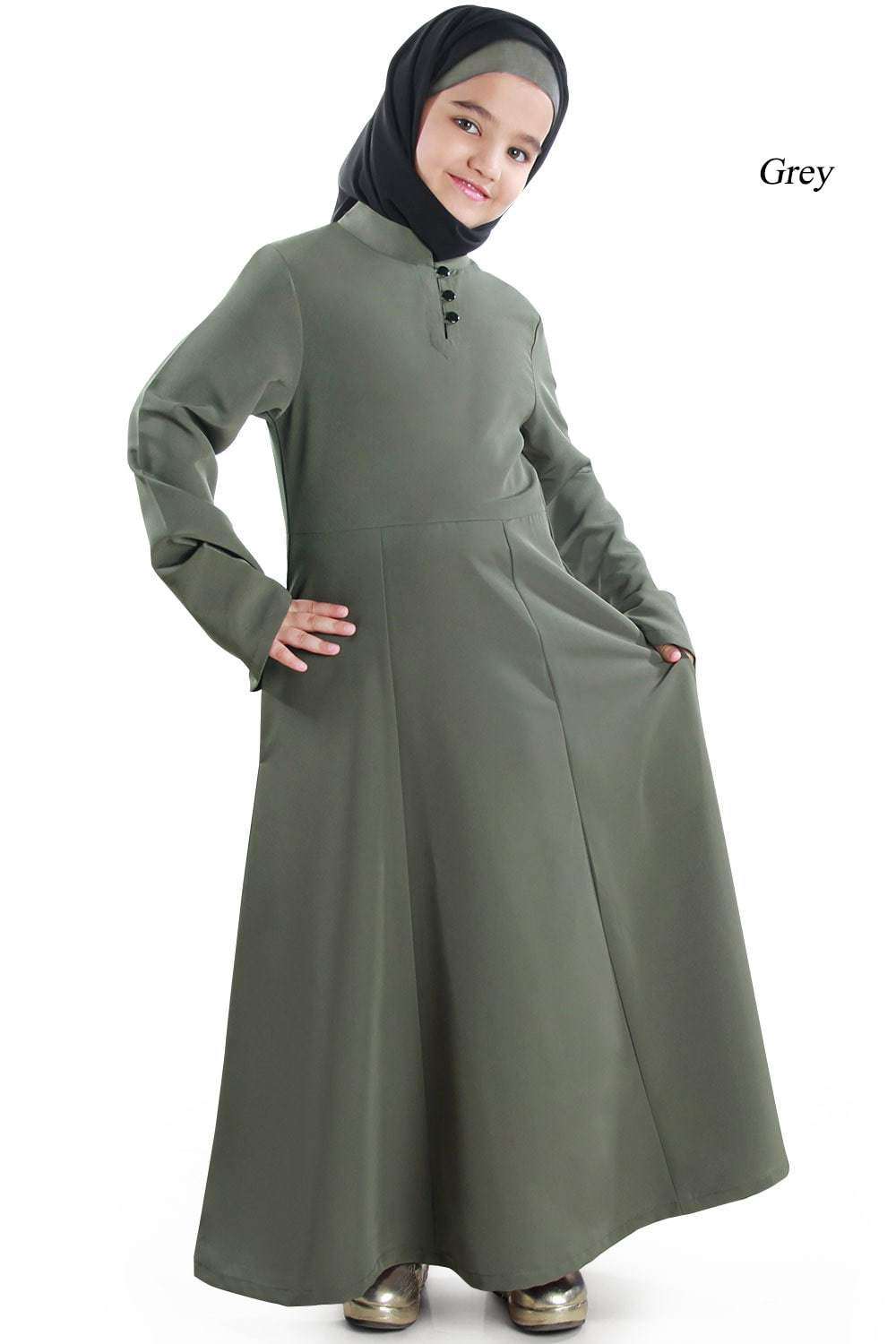 Shadha Girls Islamic Abaya Dress for Kids - Modest Muslim Prayer Outfit for School, Mosque & Special Occasions