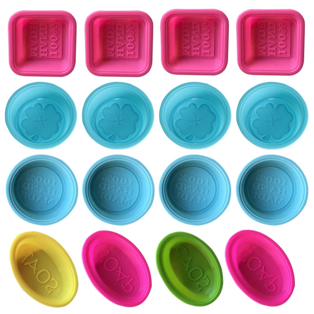 UPKOCH 16Pcs Silicone Soap Molds Set for DIY Soap Making, Fondant, Cake Decorating - Round, Square, Oval Shapes - Baking Tools for Handmade Crafts (Random Color) | Perfect for DIY Projects, Homemade Gifts, and Party Decorations