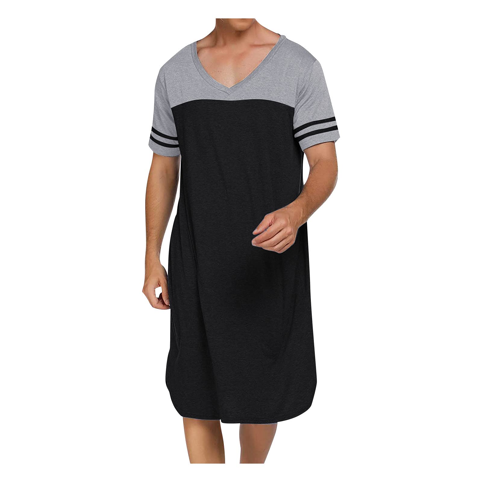 Men's Cotton V-Neck Long Sleeve Pajama Set - Soft Sleepwear & Lounge Wear for Comfortable Nights - Perfect for Relaxing at Home, Sleeping, and Lounging